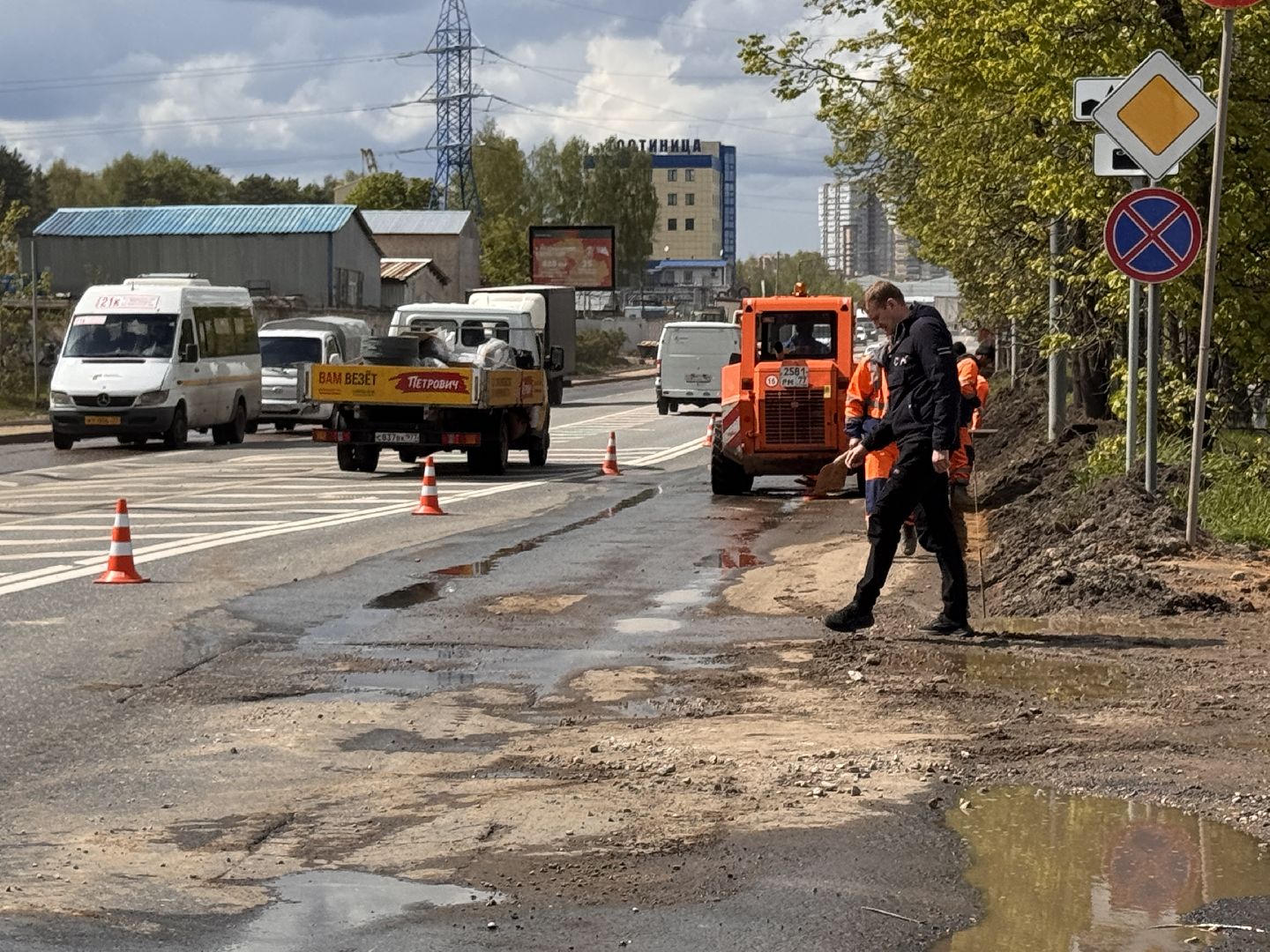 Новая дорога в Одинцово, Строительство дорог, Новые тротуары,