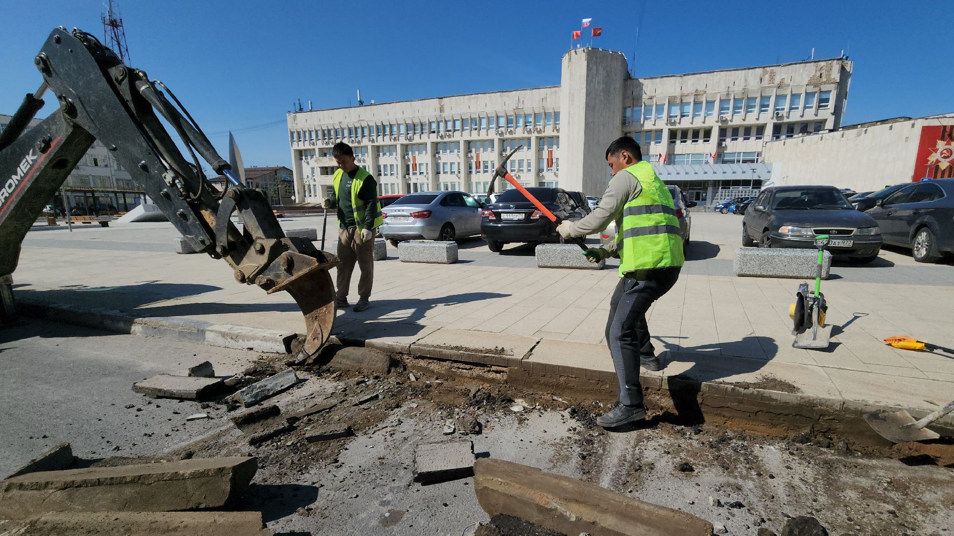 Руза, Благоустройство , замена бордюров, коммунальная служба,