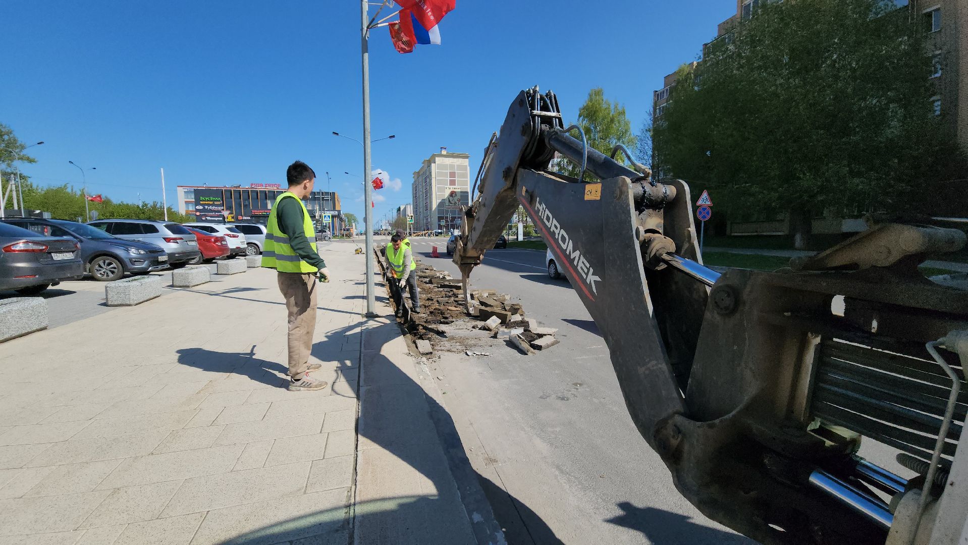 Руза, Благоустройство , замена бордюров, коммунальная служба,