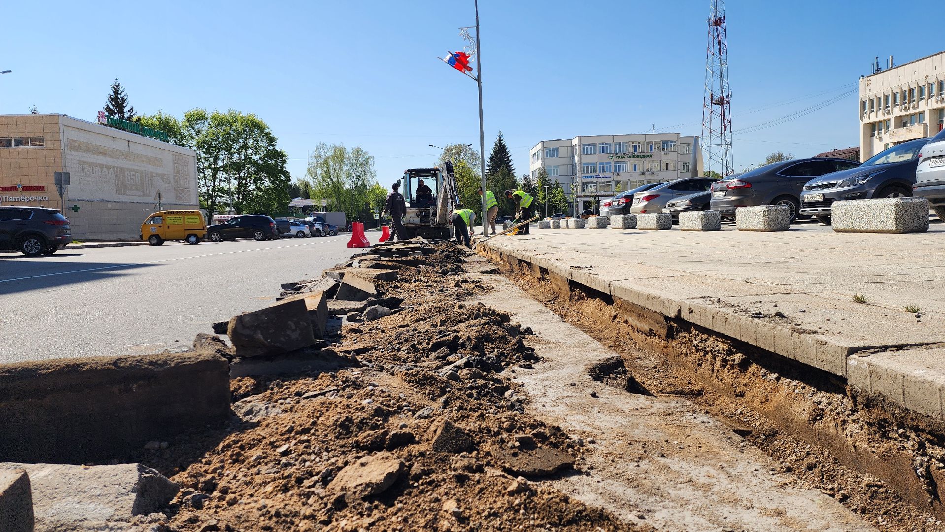 Руза, Благоустройство , замена бордюров, коммунальная служба,