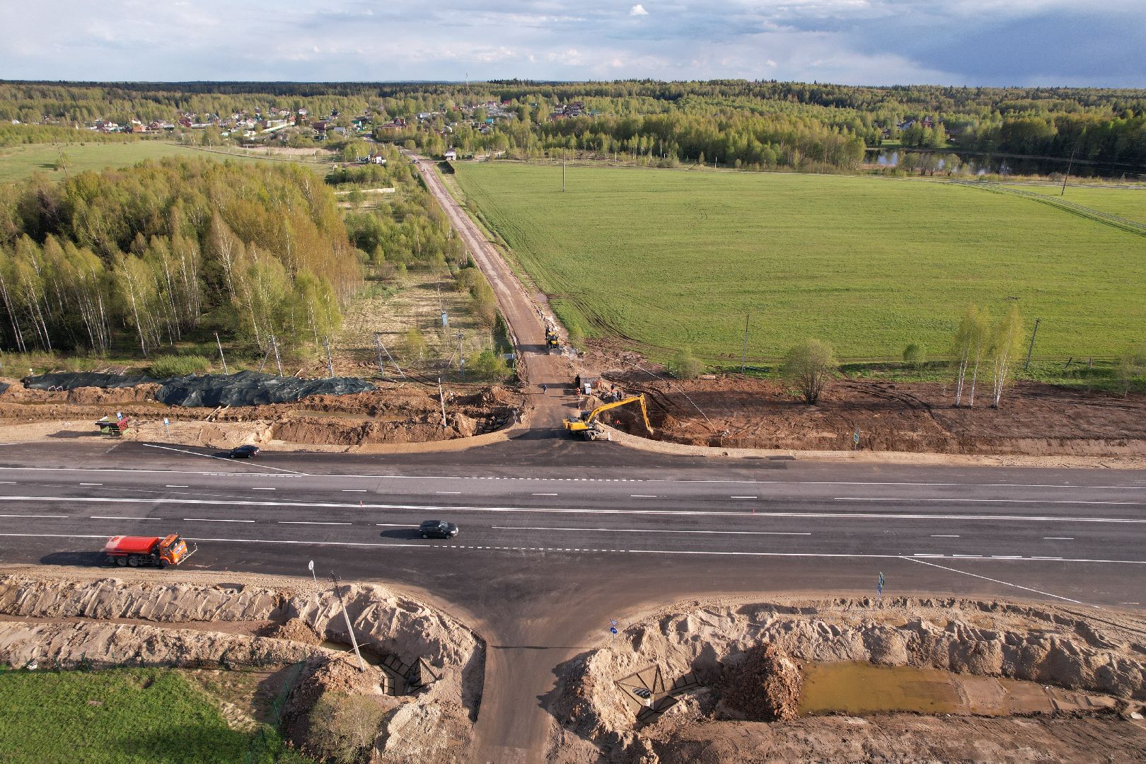 видео с коптера, трасса М-9 Балтия, дороги подмосковья,