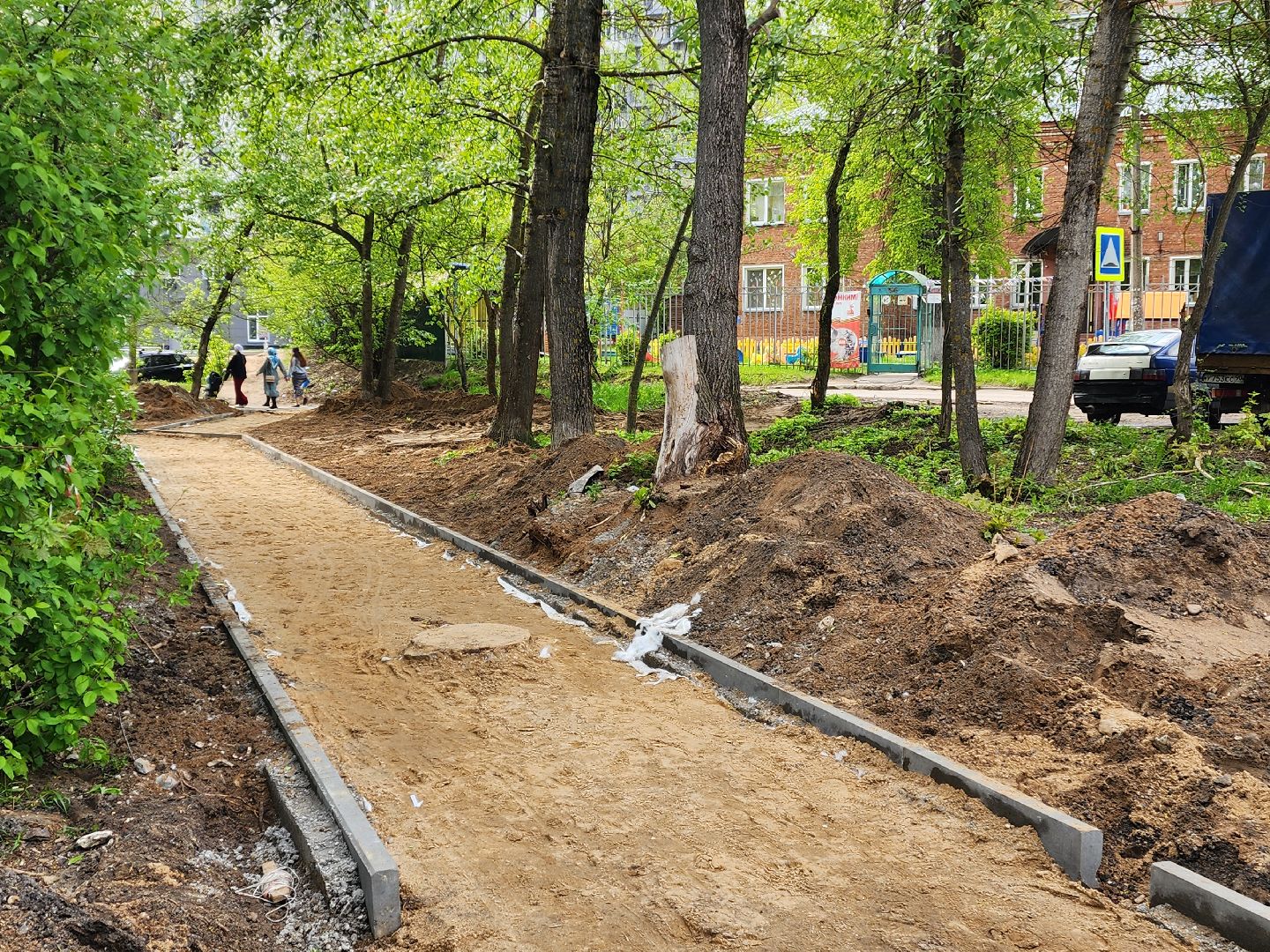 красноармейск, городской округ пушкинский, пешком в подмосковье, новые тротуары,