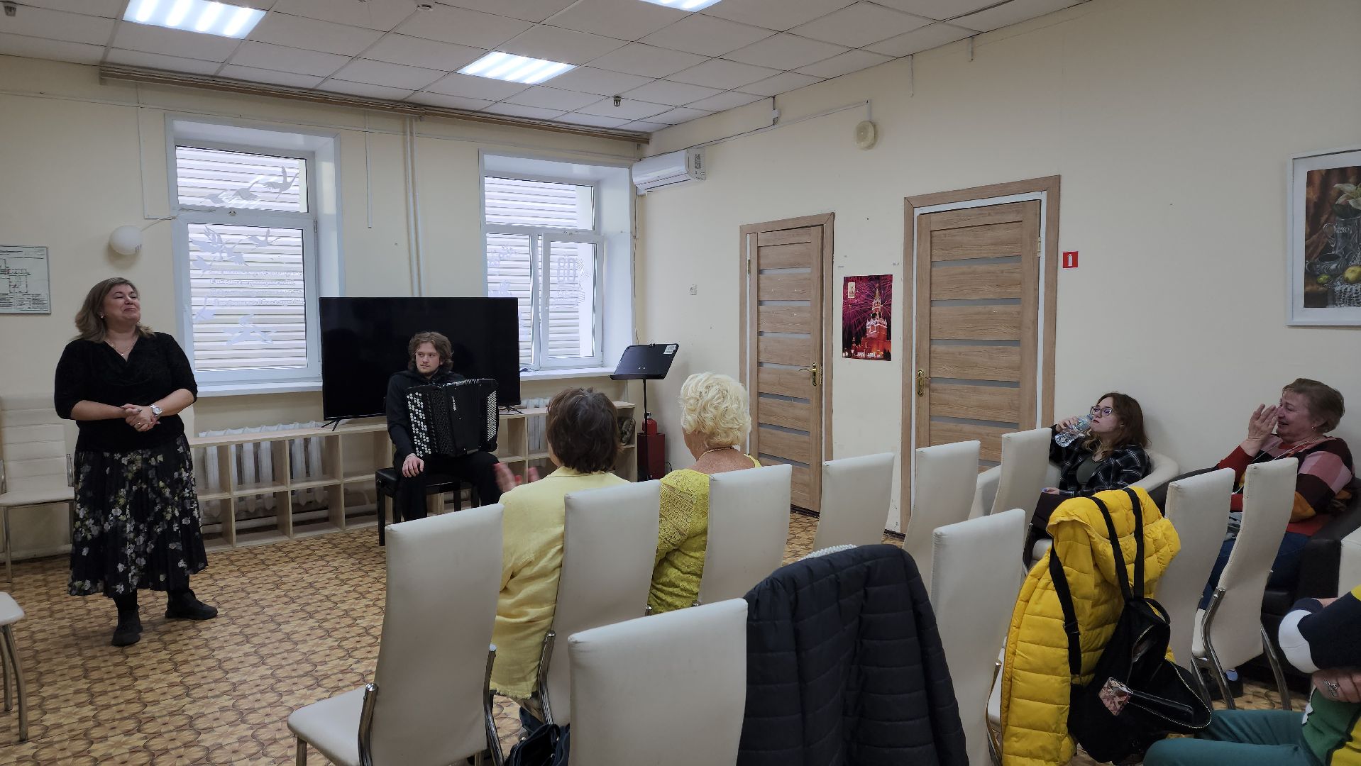 пушкино, центр социального обслуживания, концерт, музыкальный колледж, студент, баянист, композитор, музыкальный вечер,