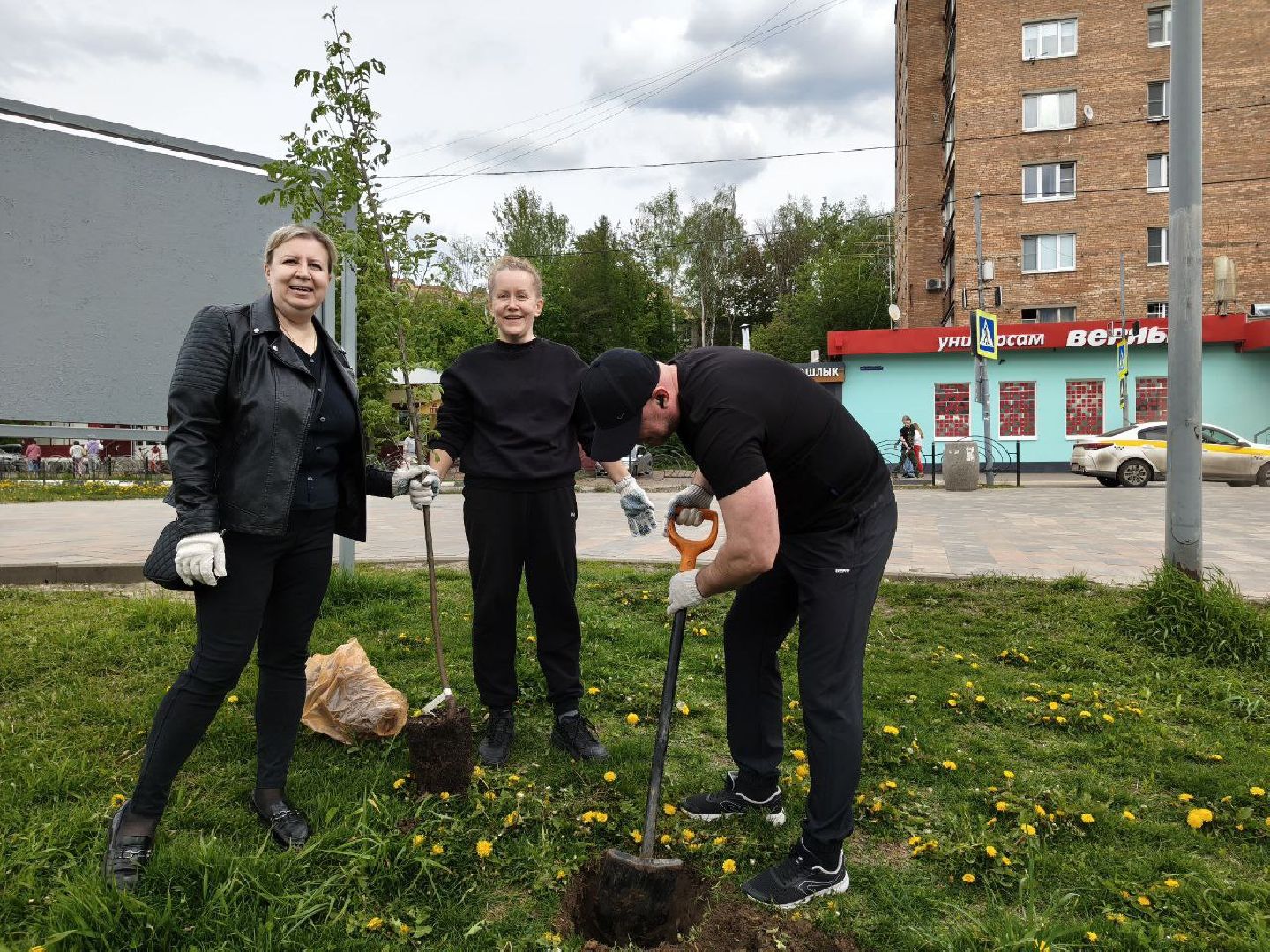 пушкино, сад победы, акция, великая отечественная война, саженцы, берег реки, жители, сотрудники,деревья, высадка деревьев,