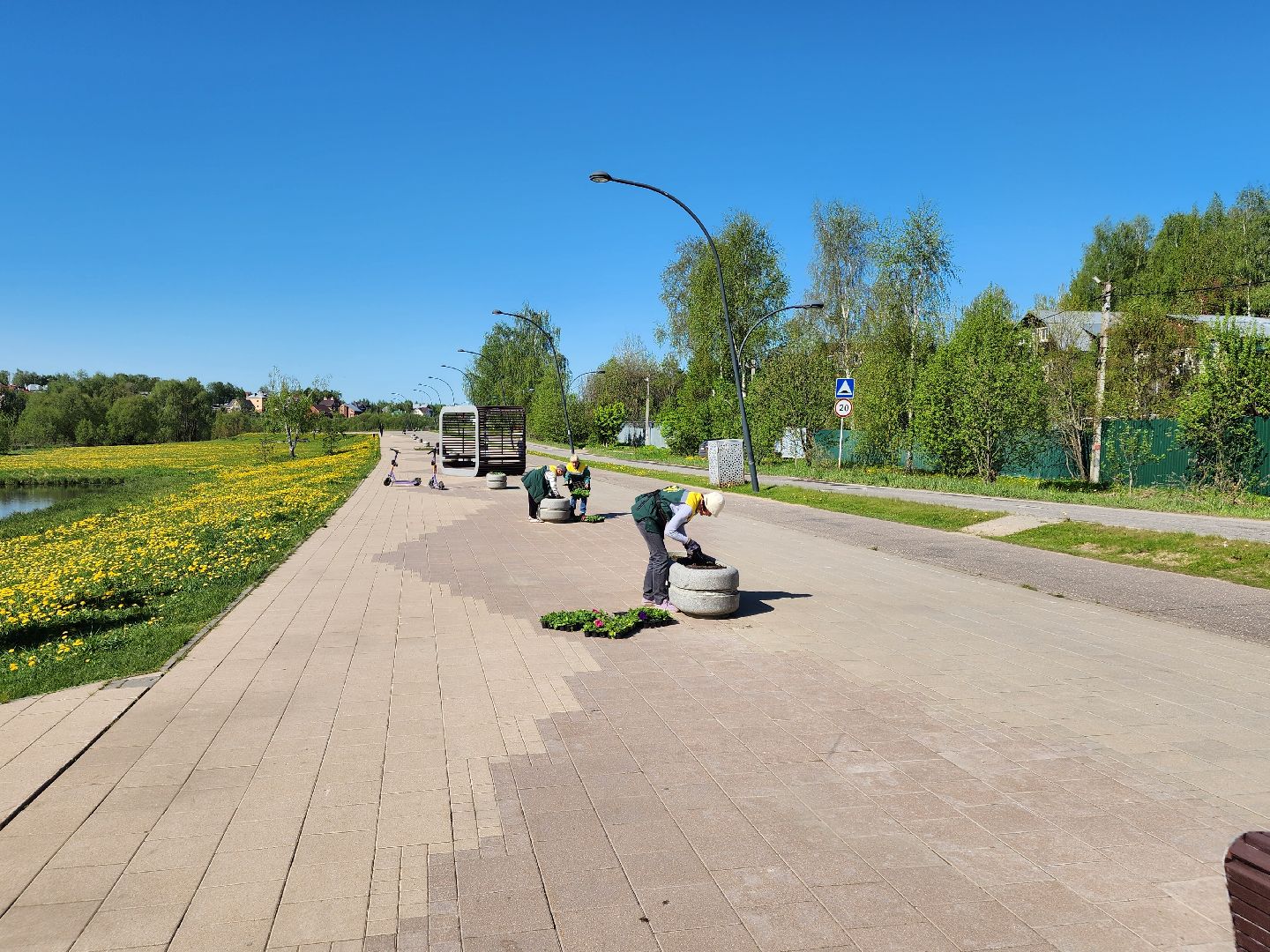 сергиев посад, озеленение, келарская набережная, клумбы,