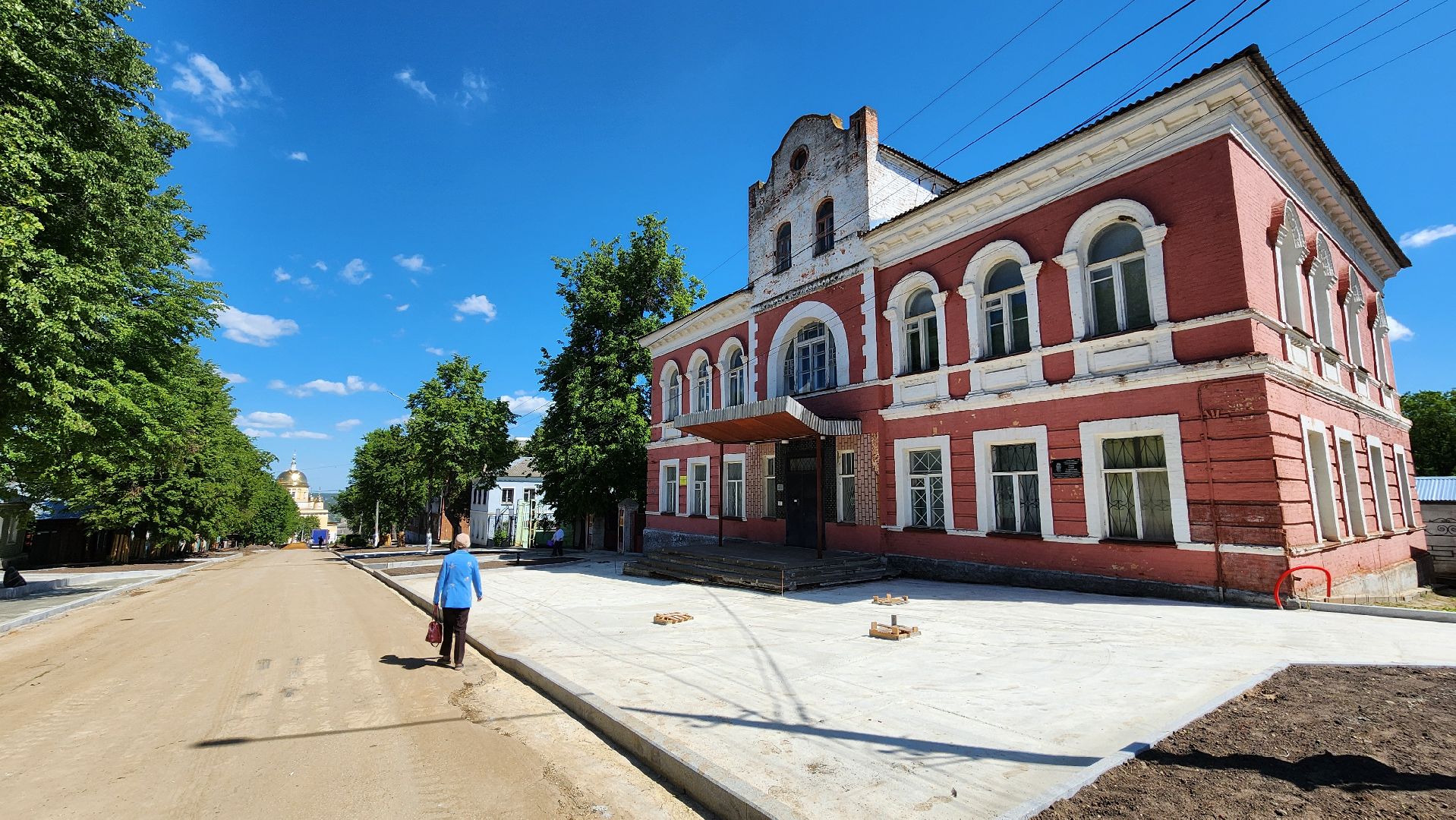 кашира, благоустройство, исторический центр, тротуарная плитка, сквер, бордюры, сухой фонтан,