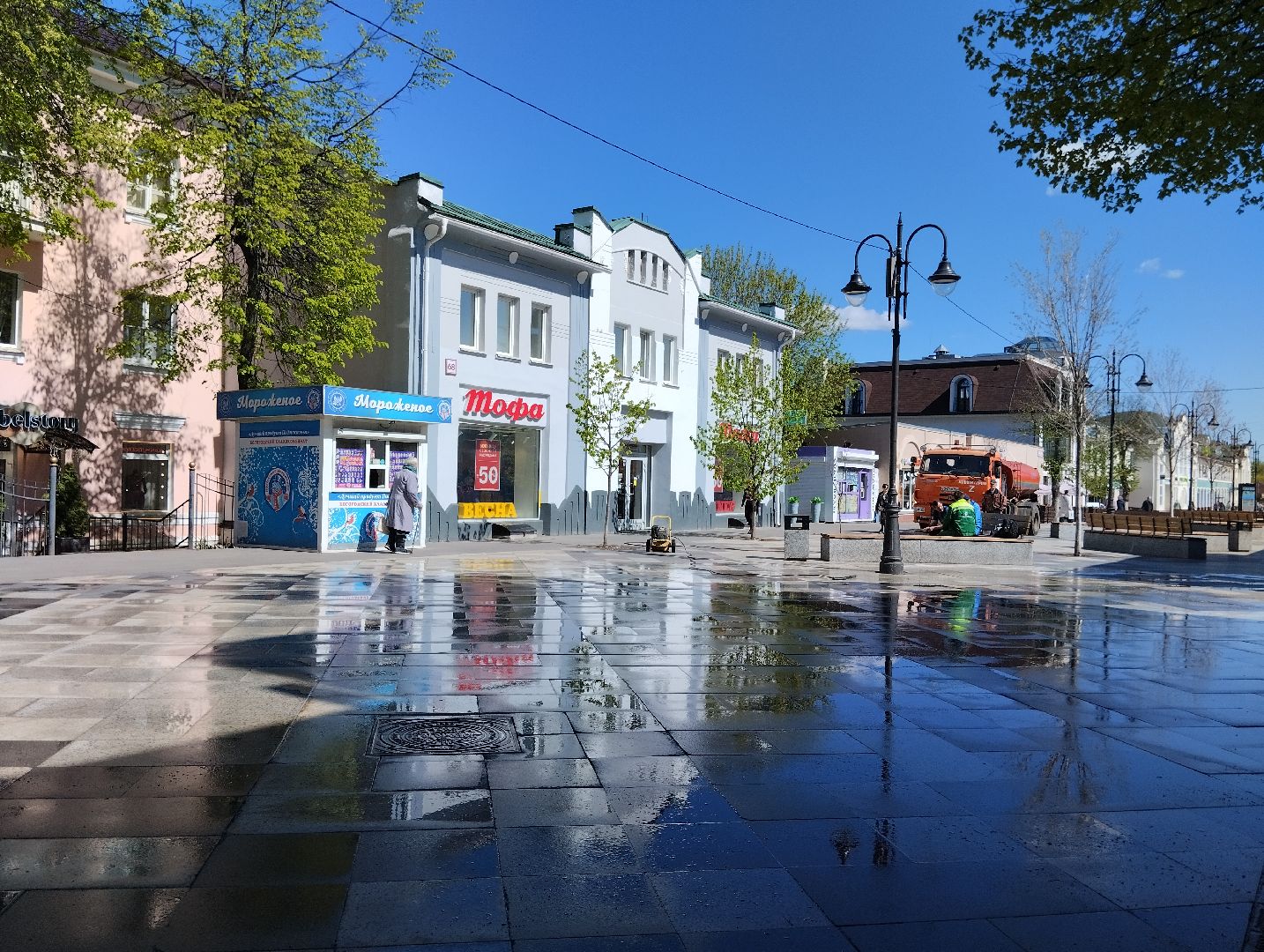 Благоустройство, уборка территорий, коммунальные службы, промывка тротуаров, Ногинск