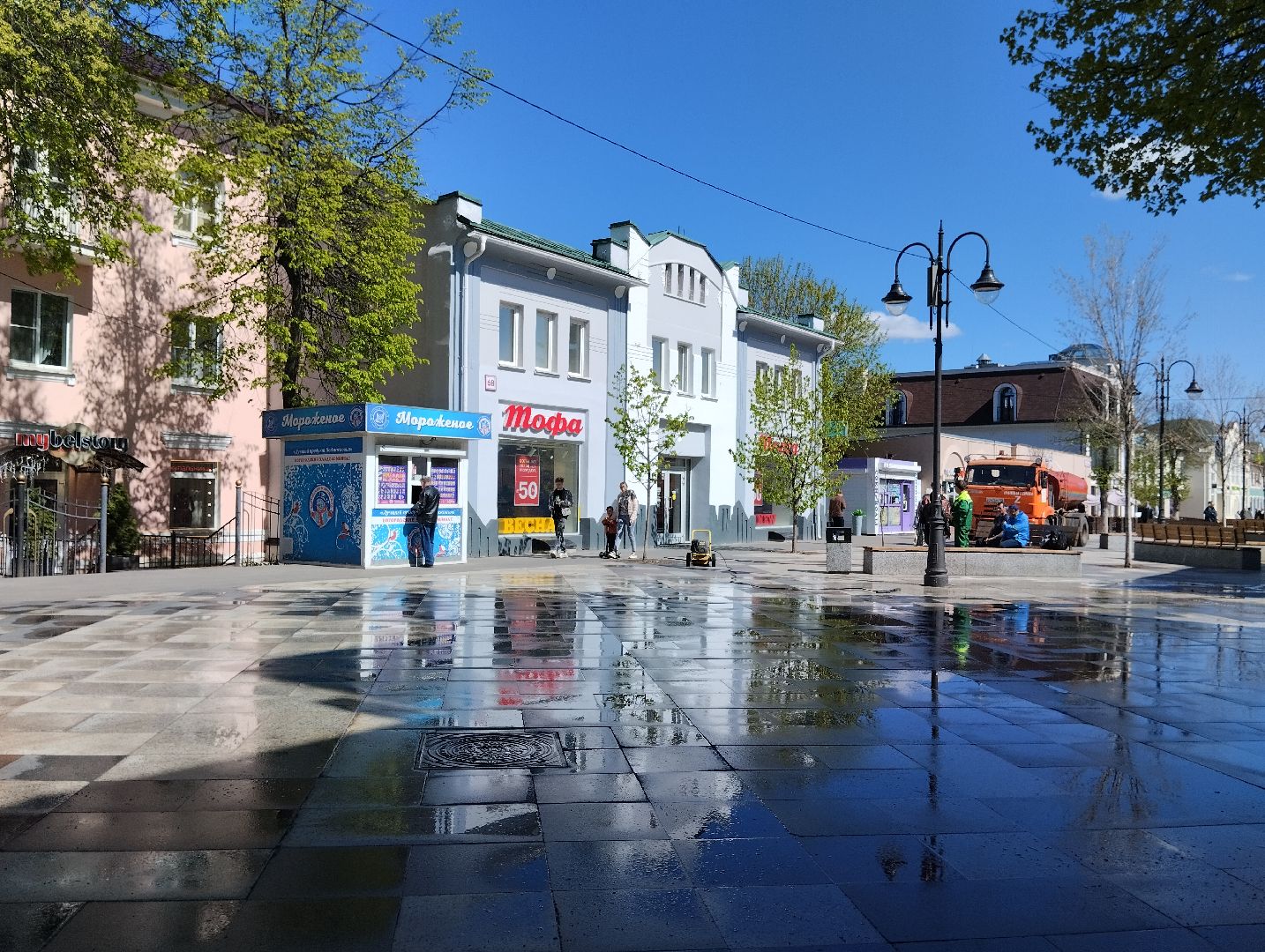 Благоустройство, уборка территорий, коммунальные службы, промывка тротуаров, Ногинск