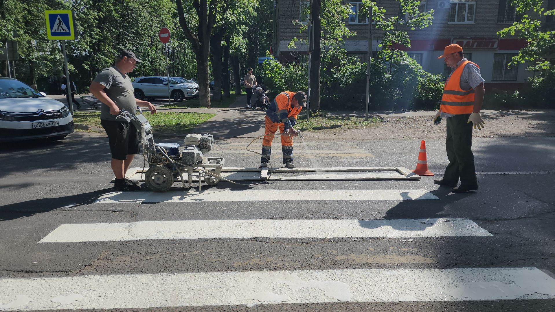 пушкино, дороги, разметка, обновление, обновление разметки, западный, коммунальная служба,