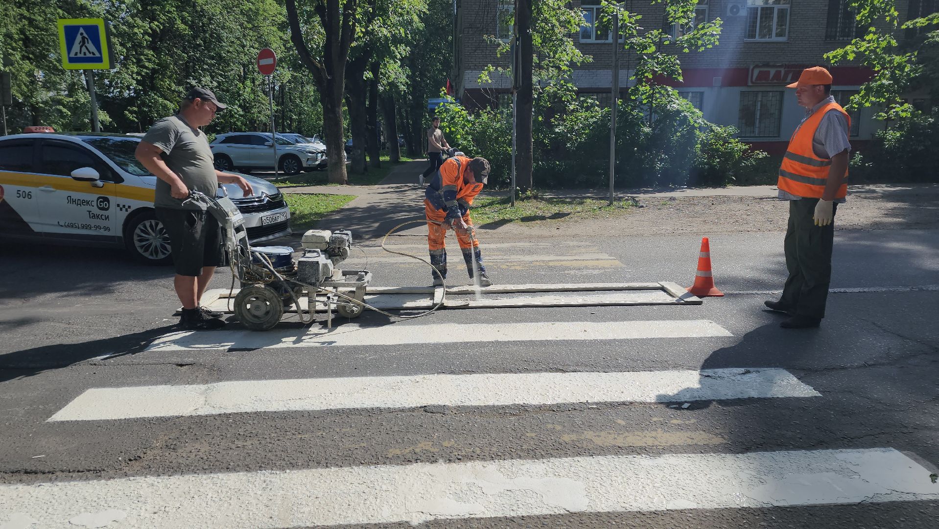 пушкино, дороги, разметка, обновление, обновление разметки, западный, коммунальная служба,