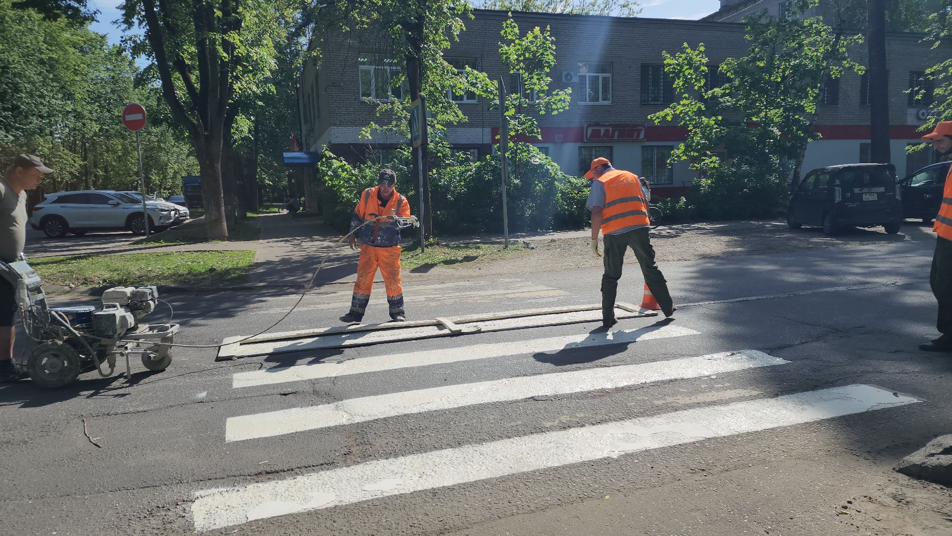 пушкино, дороги, разметка, обновление, обновление разметки, западный, коммунальная служба,