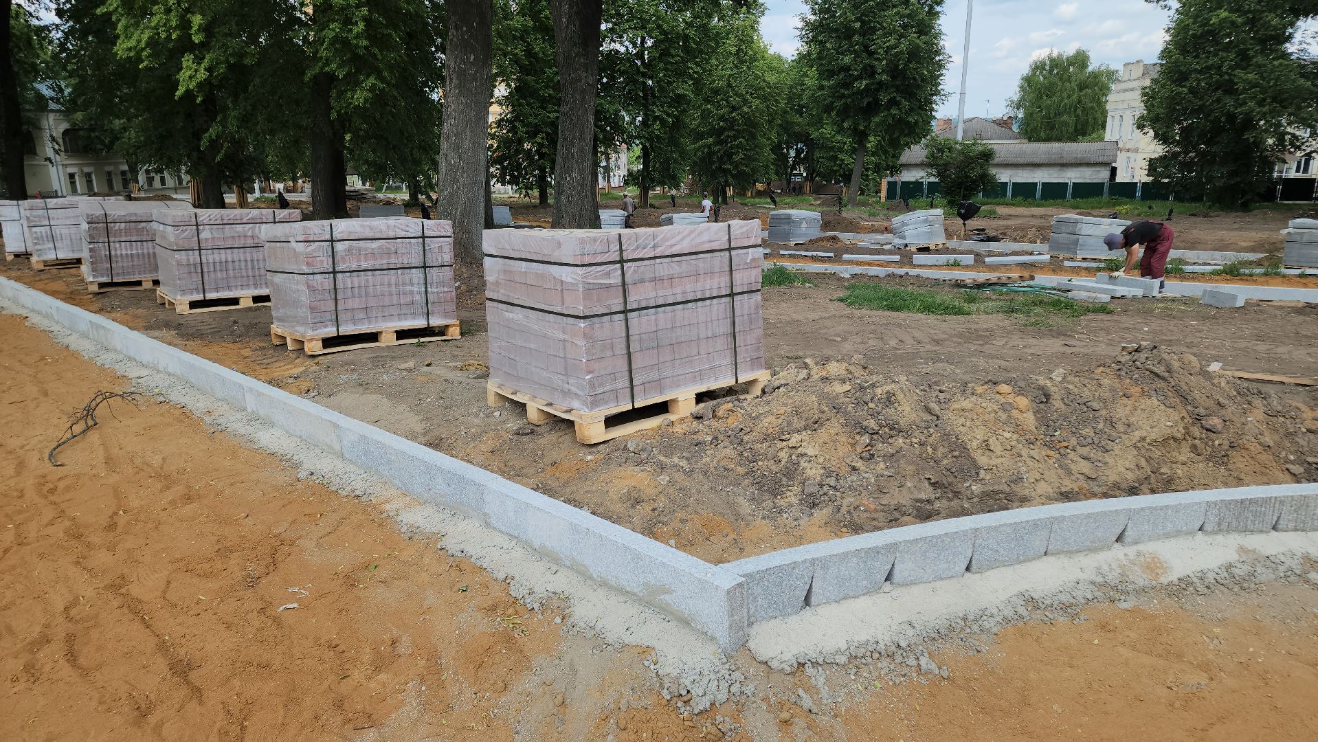 кашира, благоустройство, летний сад, бордюры, аллея, дорожки, тротуары,
