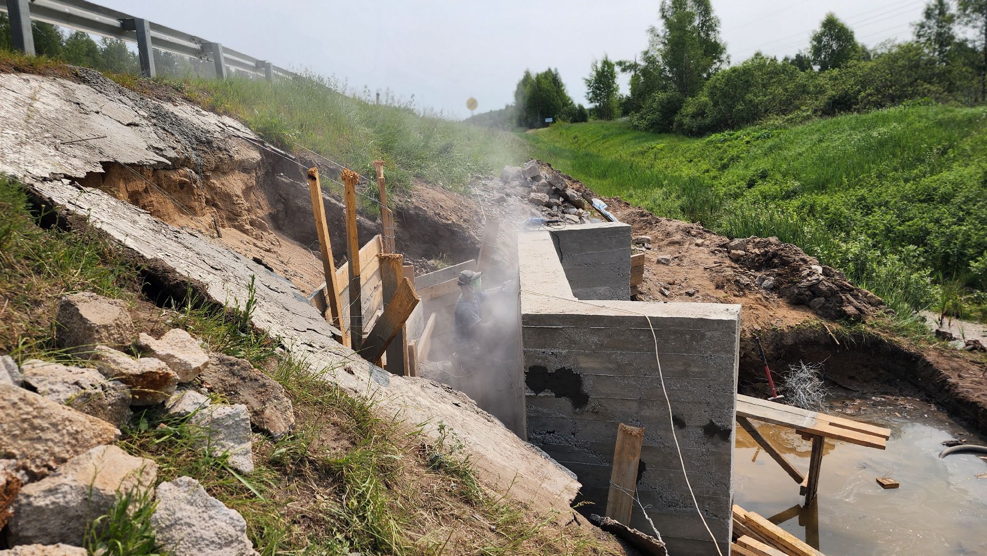 волоколамск, м9 балтия,ремонт водопропуска,