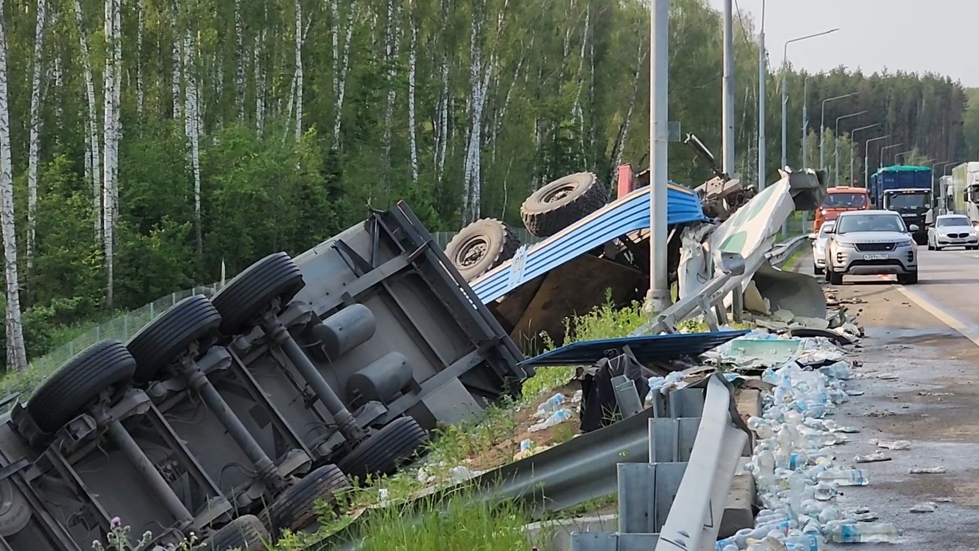 дтп на трассе м5 урал, дтп раменский округ, авария с двумя большегрузами,