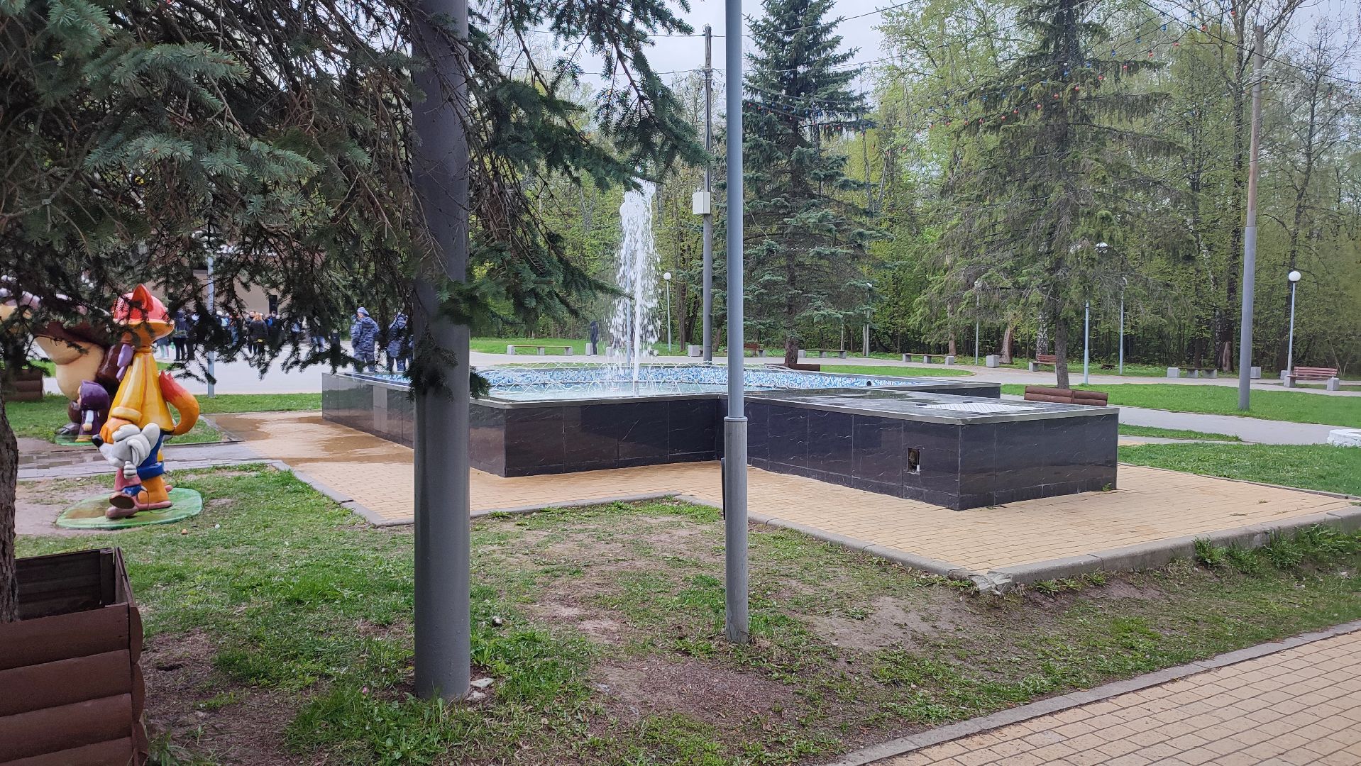 Кашира, парк, фонтан, теплый сезон