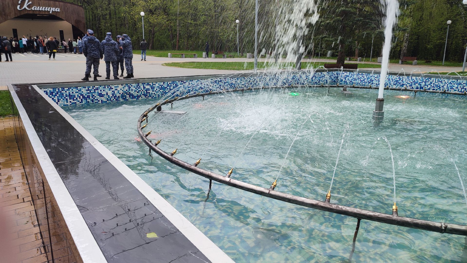 Кашира, парк, фонтан, теплый сезон