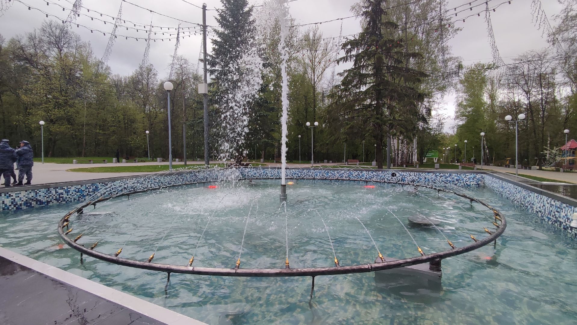 Кашира, парк, фонтан, теплый сезон
