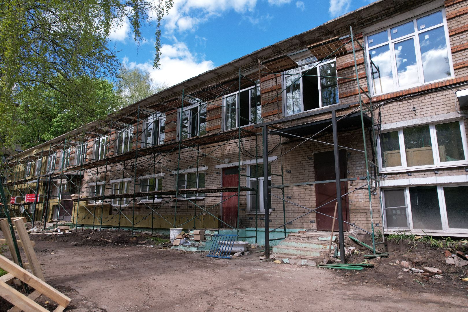 видео с коптера, детский сад при лицее 5 в Королеве, ремонт детского сада в королеве ,