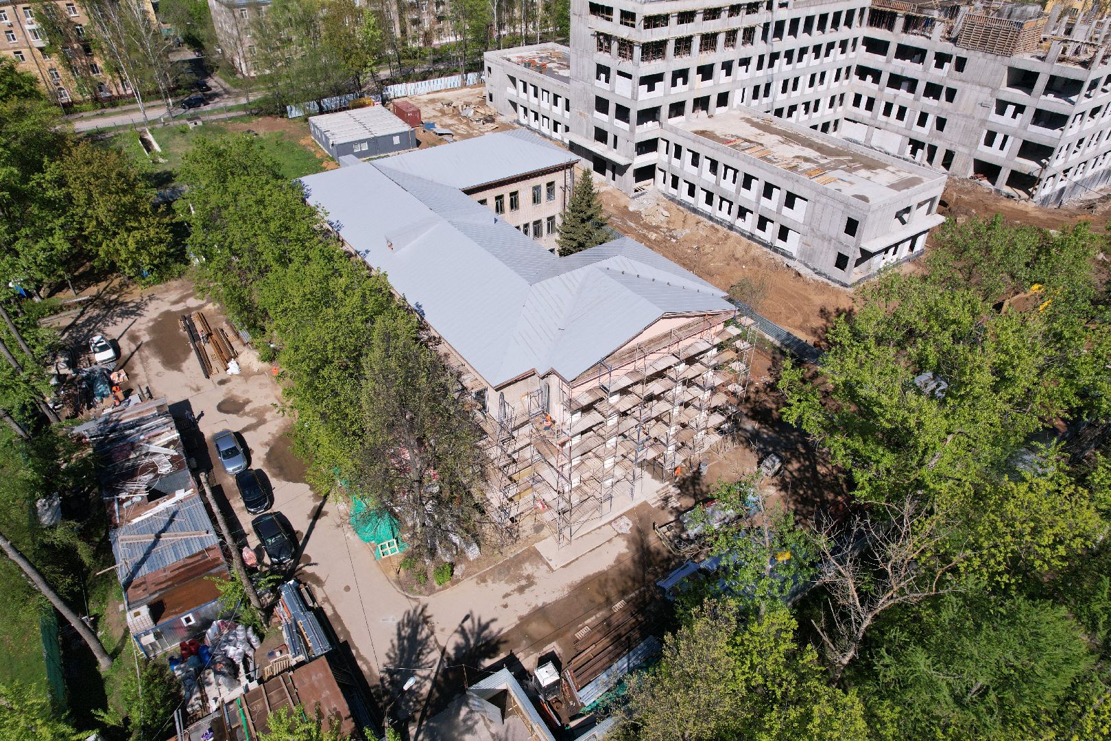 Поликлиника 1 в Королеве , видео с коптера, капремонт поликлиники королев,