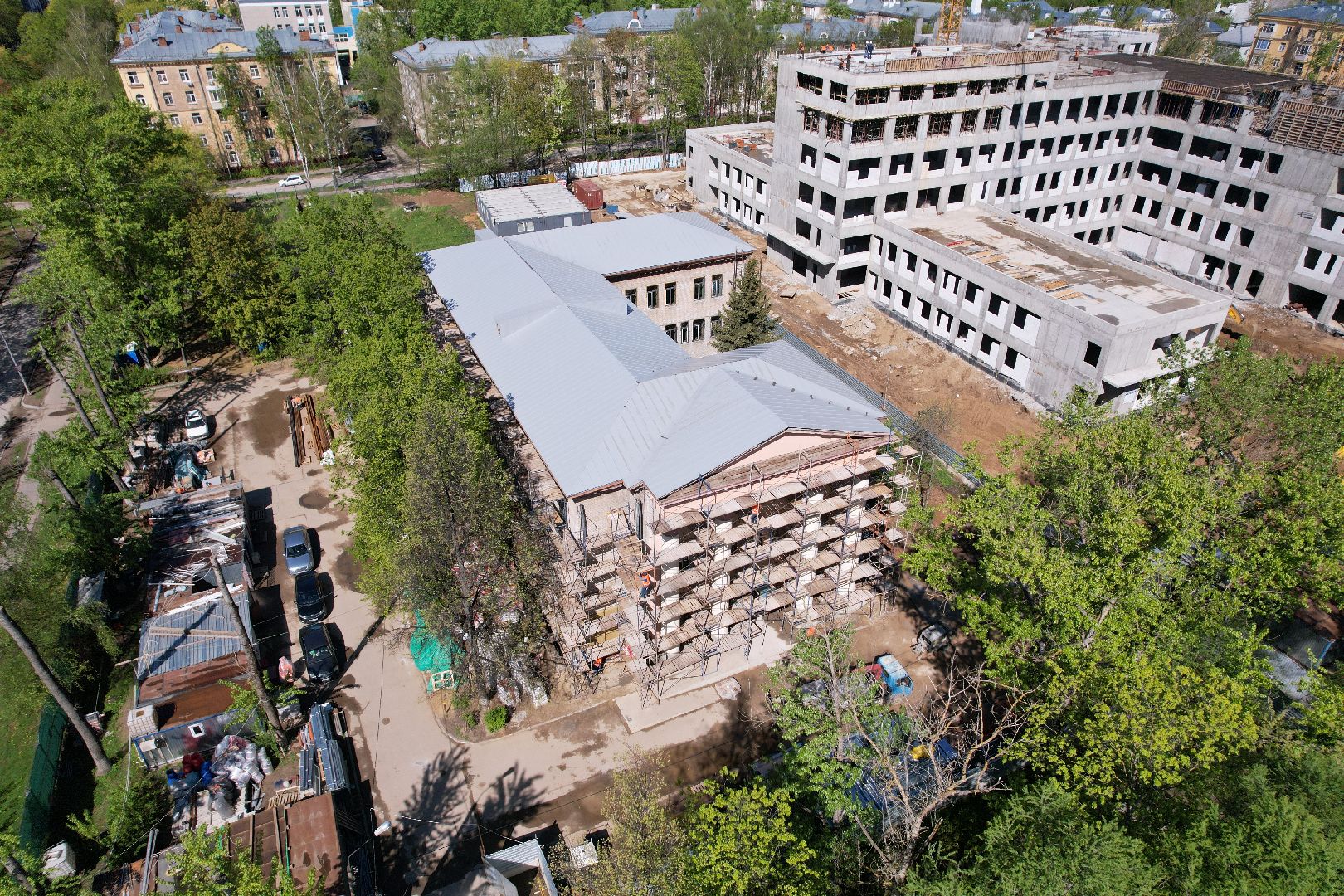 Поликлиника 1 в Королеве , видео с коптера, капремонт поликлиники королев,