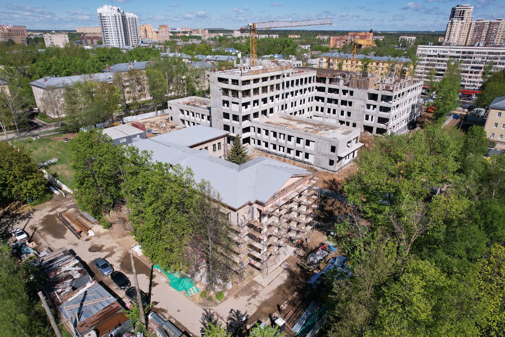 Поликлиника 1 в Королеве , видео с коптера, капремонт поликлиники королев,