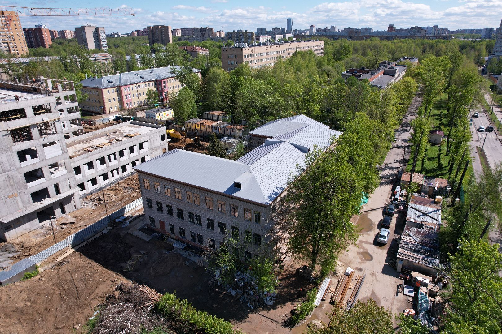 Поликлиника 1 в Королеве , видео с коптера, капремонт поликлиники королев,