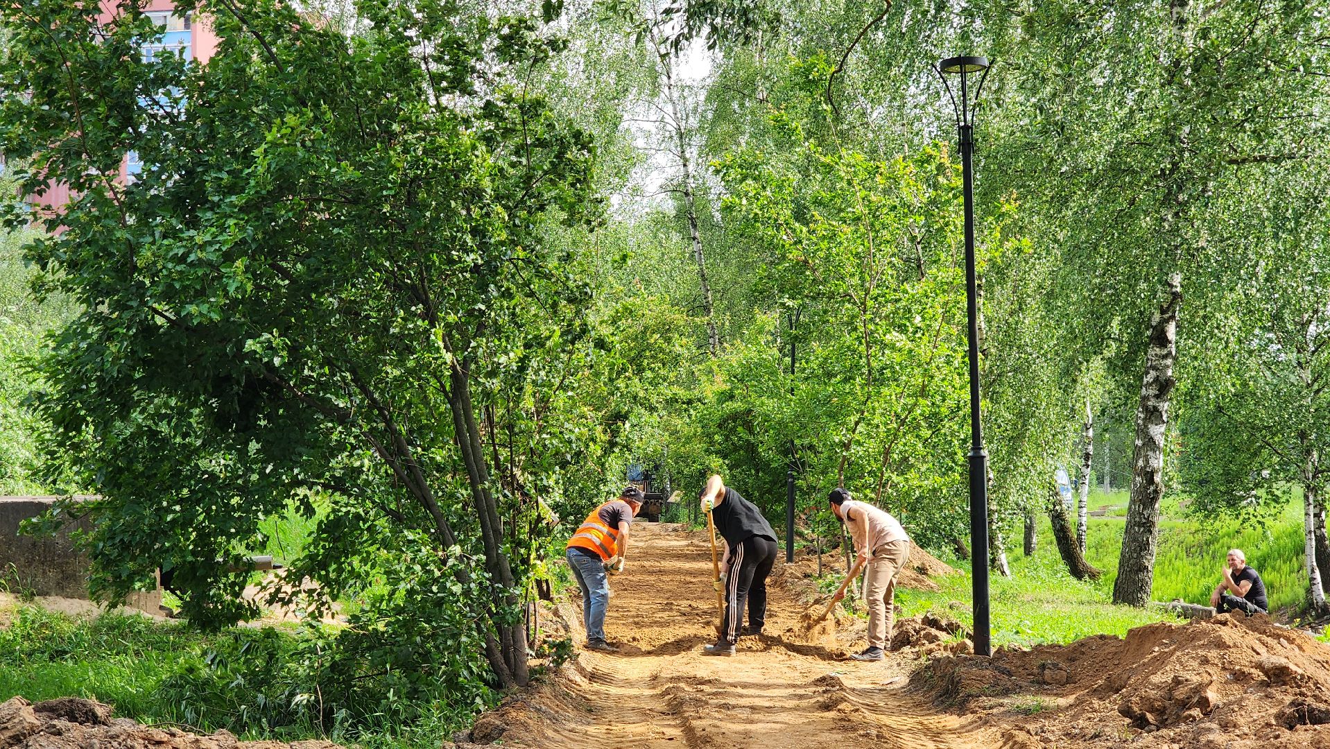 Парк, благоуйстройство, Лобня, Тропинки, пешеходные дороги,
