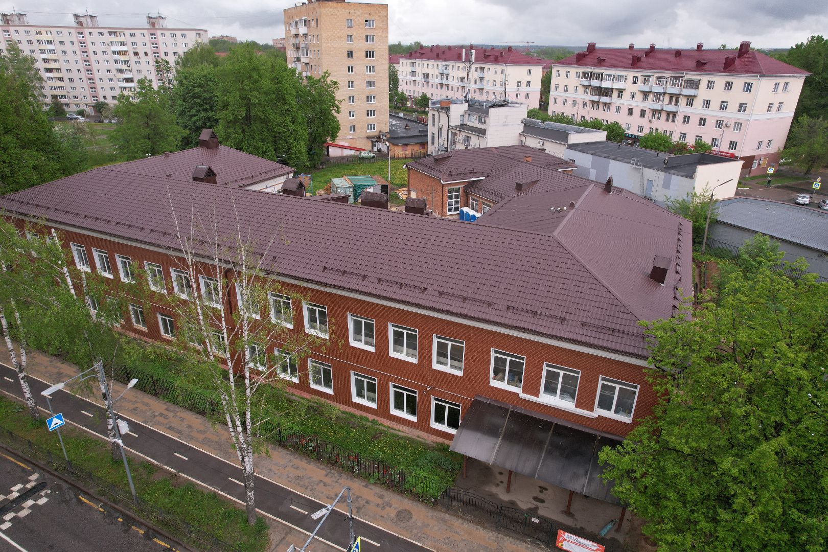 видео с коптера, ремонт лицея 10, лицей 10 в клину,