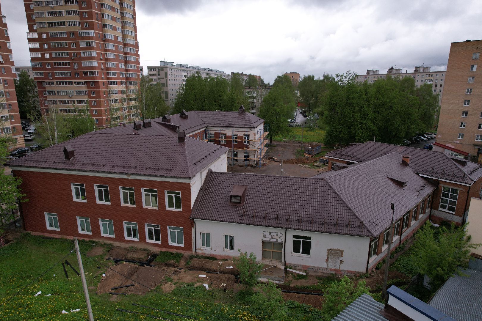 видео с коптера, ремонт лицея 10, лицей 10 в клину,