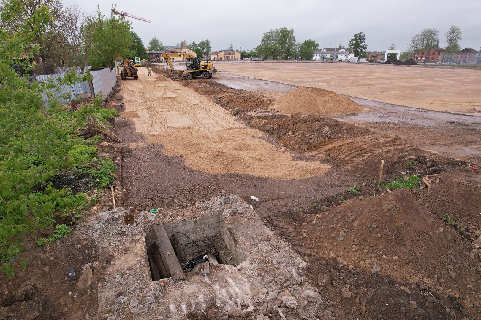 видео с коптера, стадион строитель, ремонт стадиона в клину,
