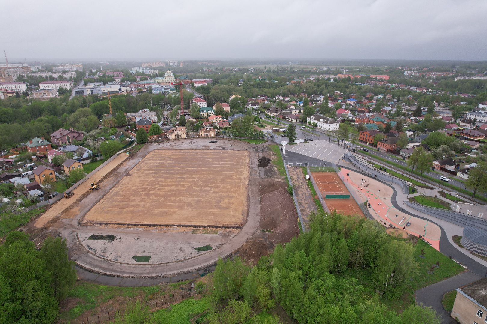видео с коптера, стадион строитель, ремонт стадиона в клину,