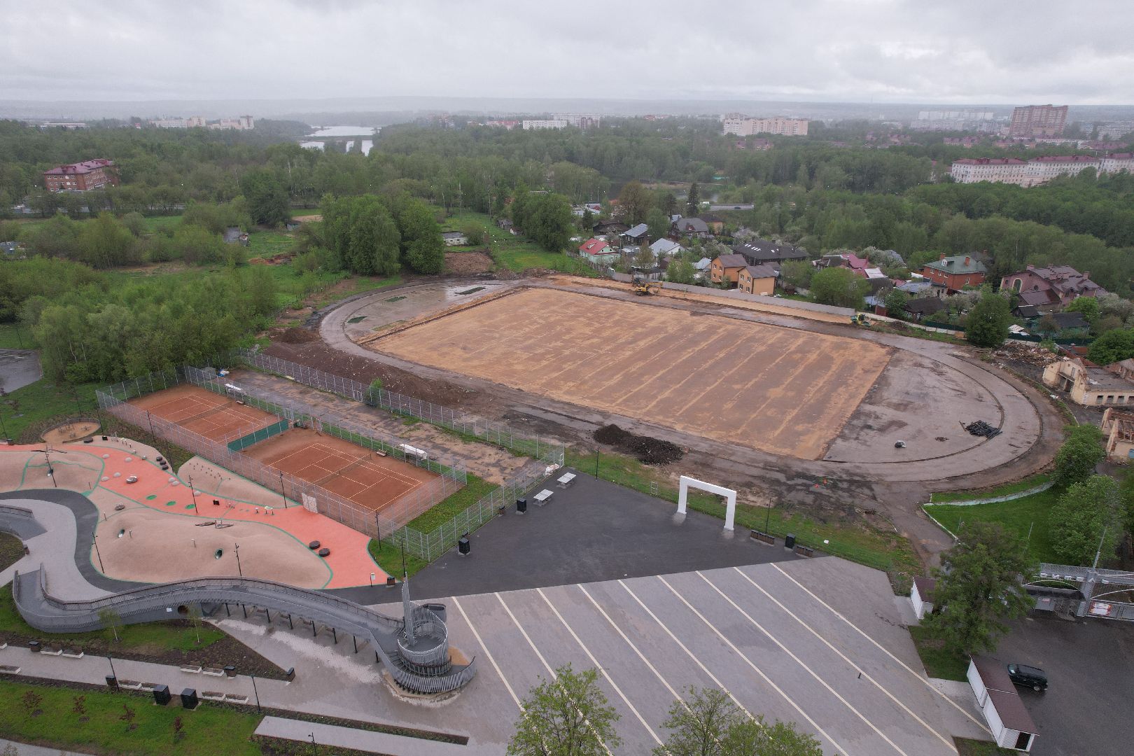 видео с коптера, стадион строитель, ремонт стадиона в клину,