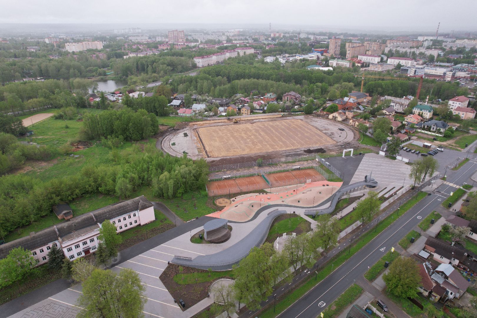 видео с коптера, стадион строитель, ремонт стадиона в клину,