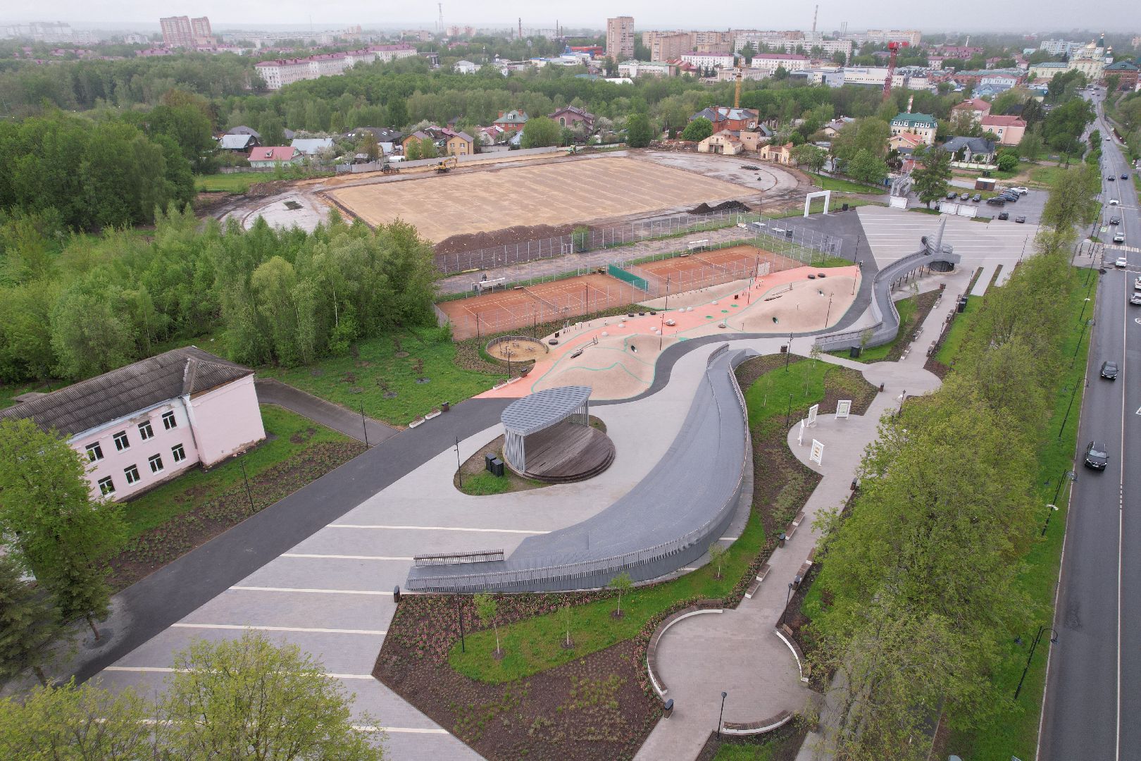 видео с коптера, стадион строитель, ремонт стадиона в клину,