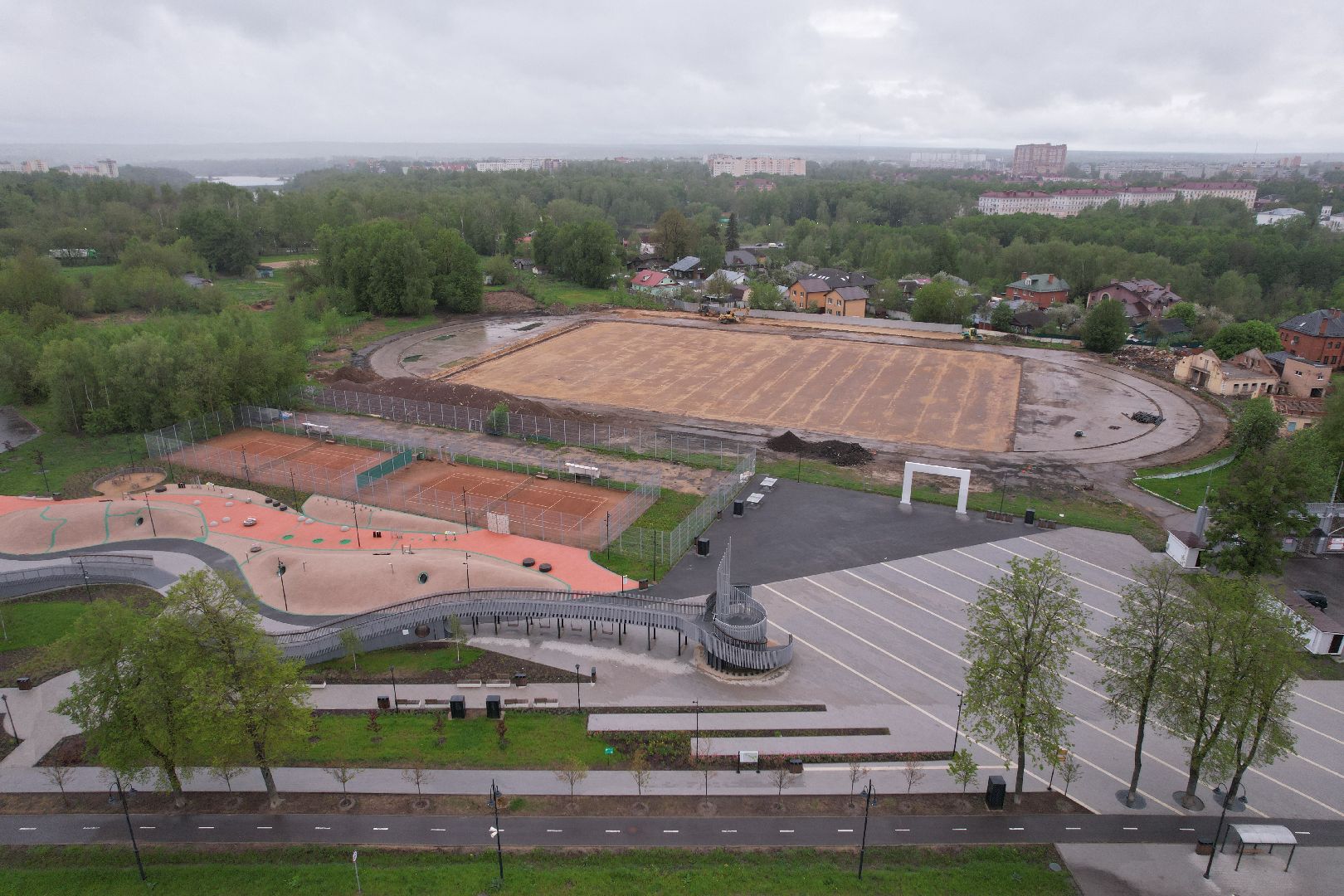 видео с коптера, стадион строитель, ремонт стадиона в клину,