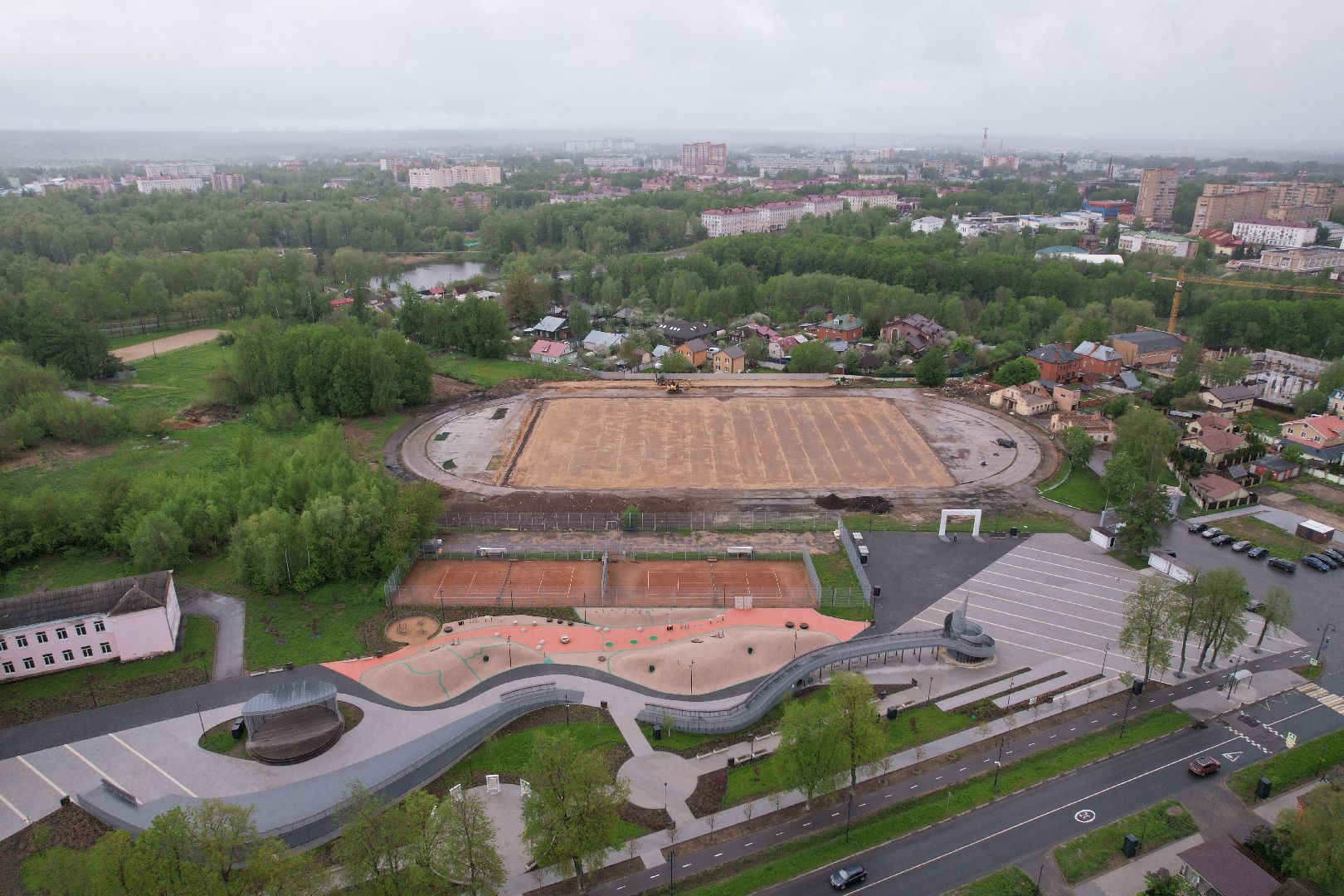 видео с коптера, стадион строитель, ремонт стадиона в клину,