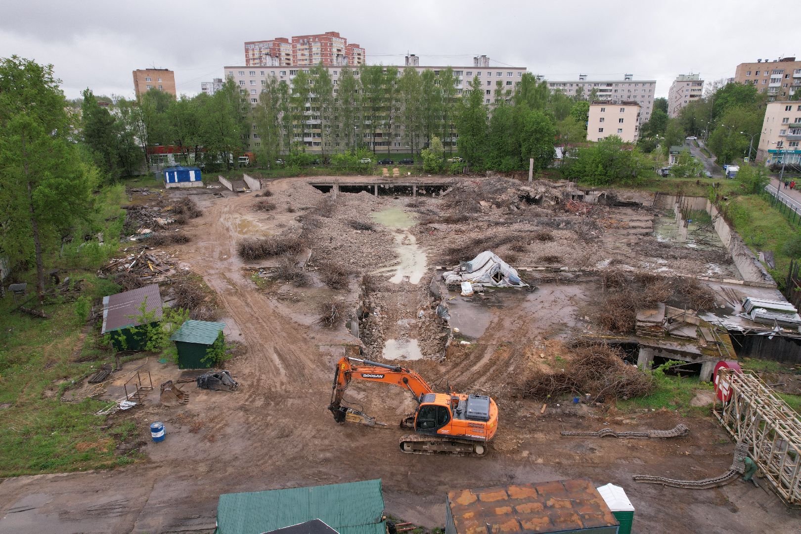 видео с коптера, снос трц в клину, благоустройство в клину,