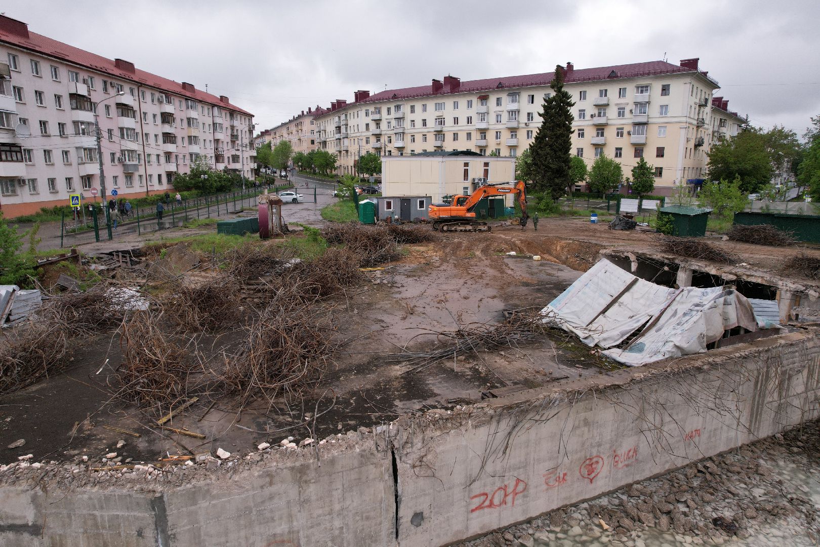 видео с коптера, снос трц в клину, благоустройство в клину,
