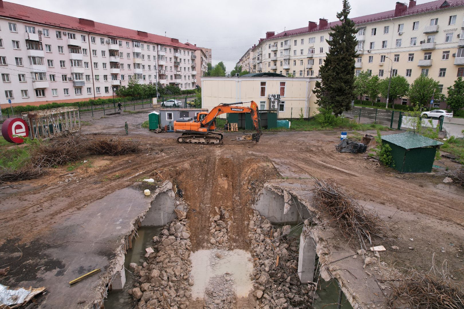 видео с коптера, снос трц в клину, благоустройство в клину,