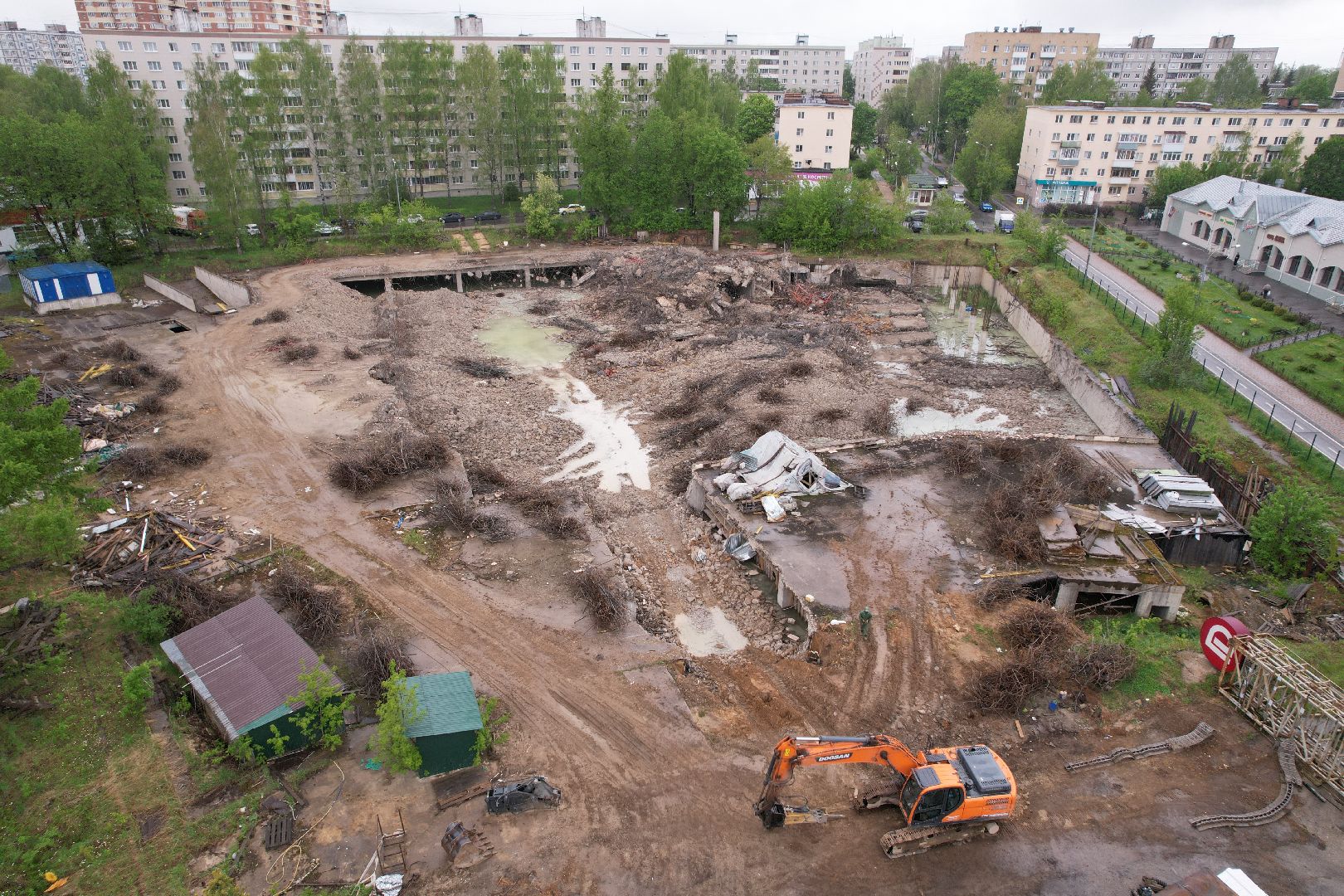 видео с коптера, снос трц в клину, благоустройство в клину,