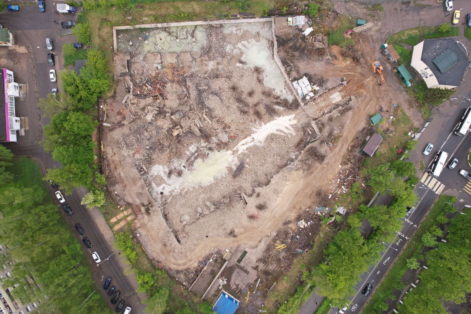 видео с коптера, снос трц в клину, благоустройство в клину,