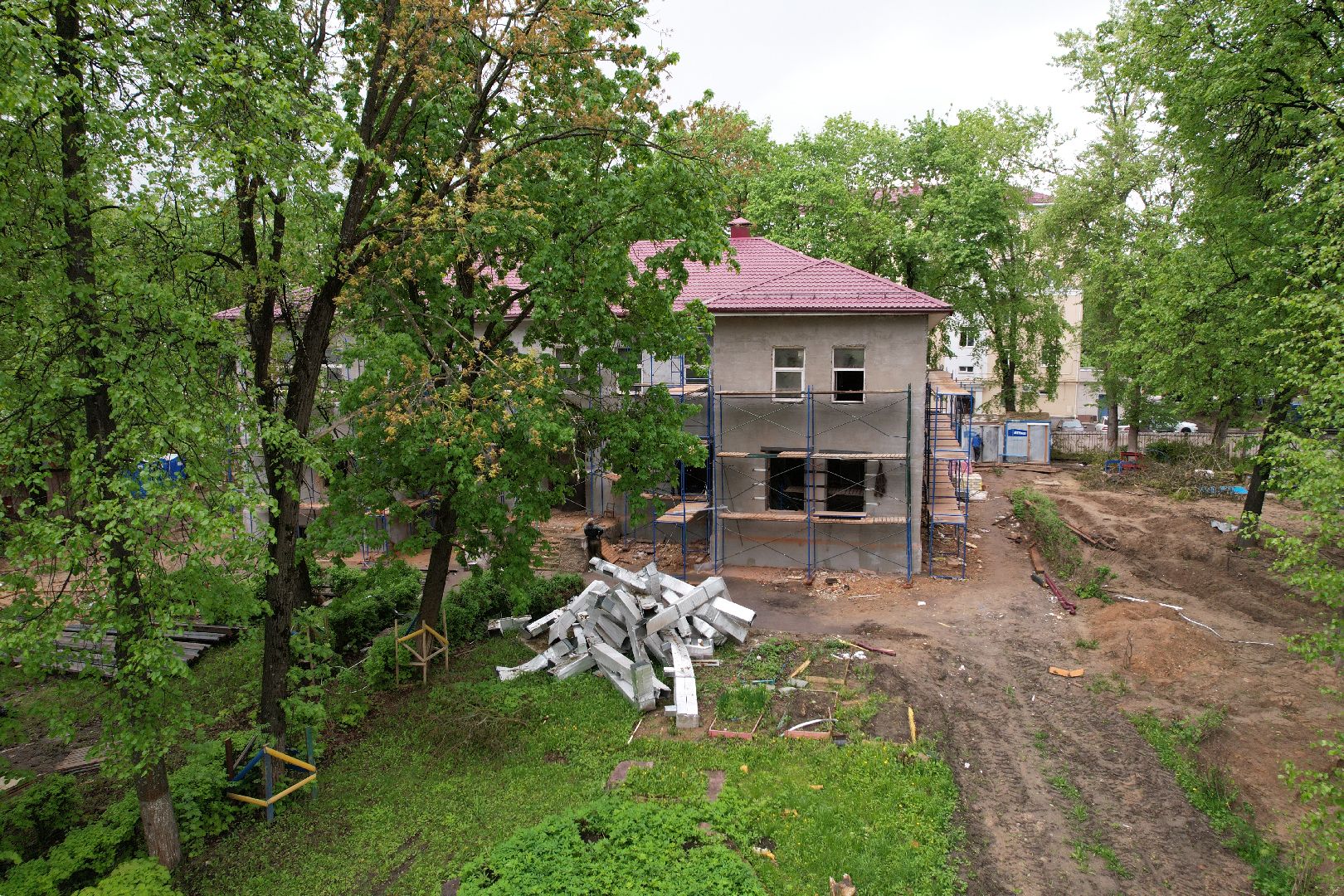 видео с коптера, ремонт детского сада клин,