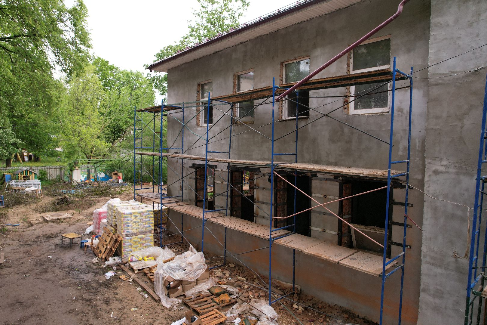 видео с коптера, ремонт детского сада клин,