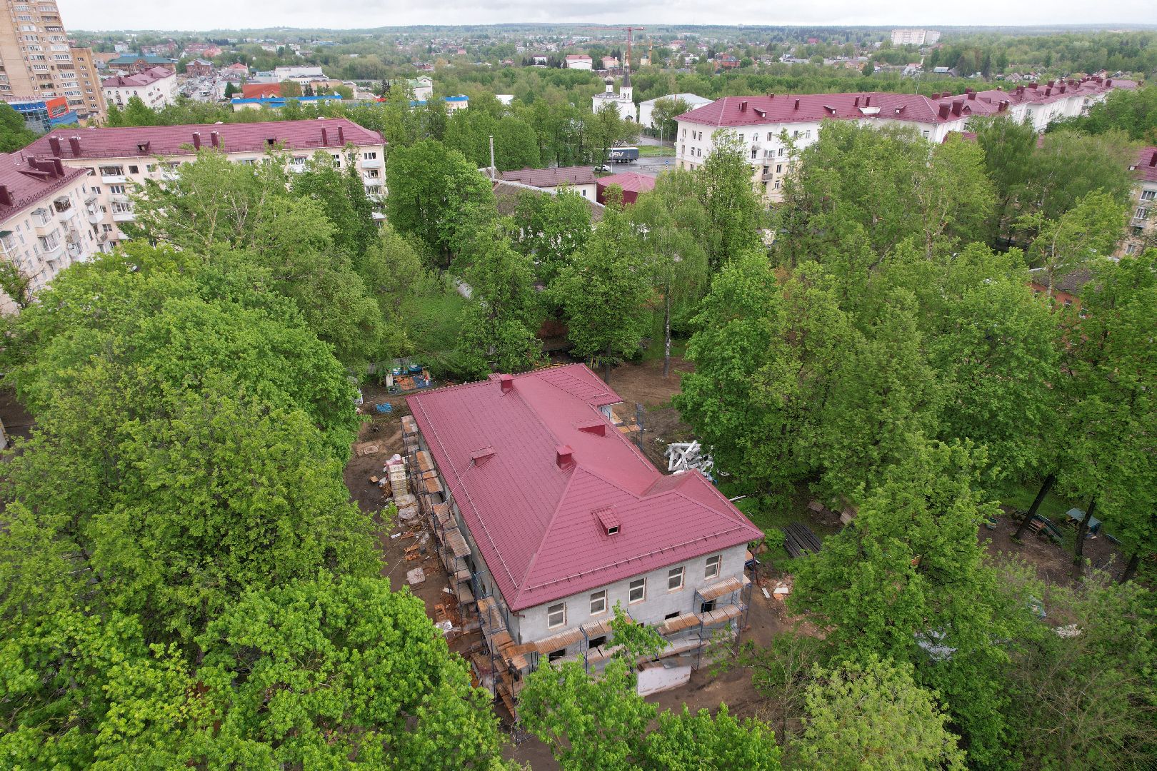 видео с коптера, ремонт детского сада клин,