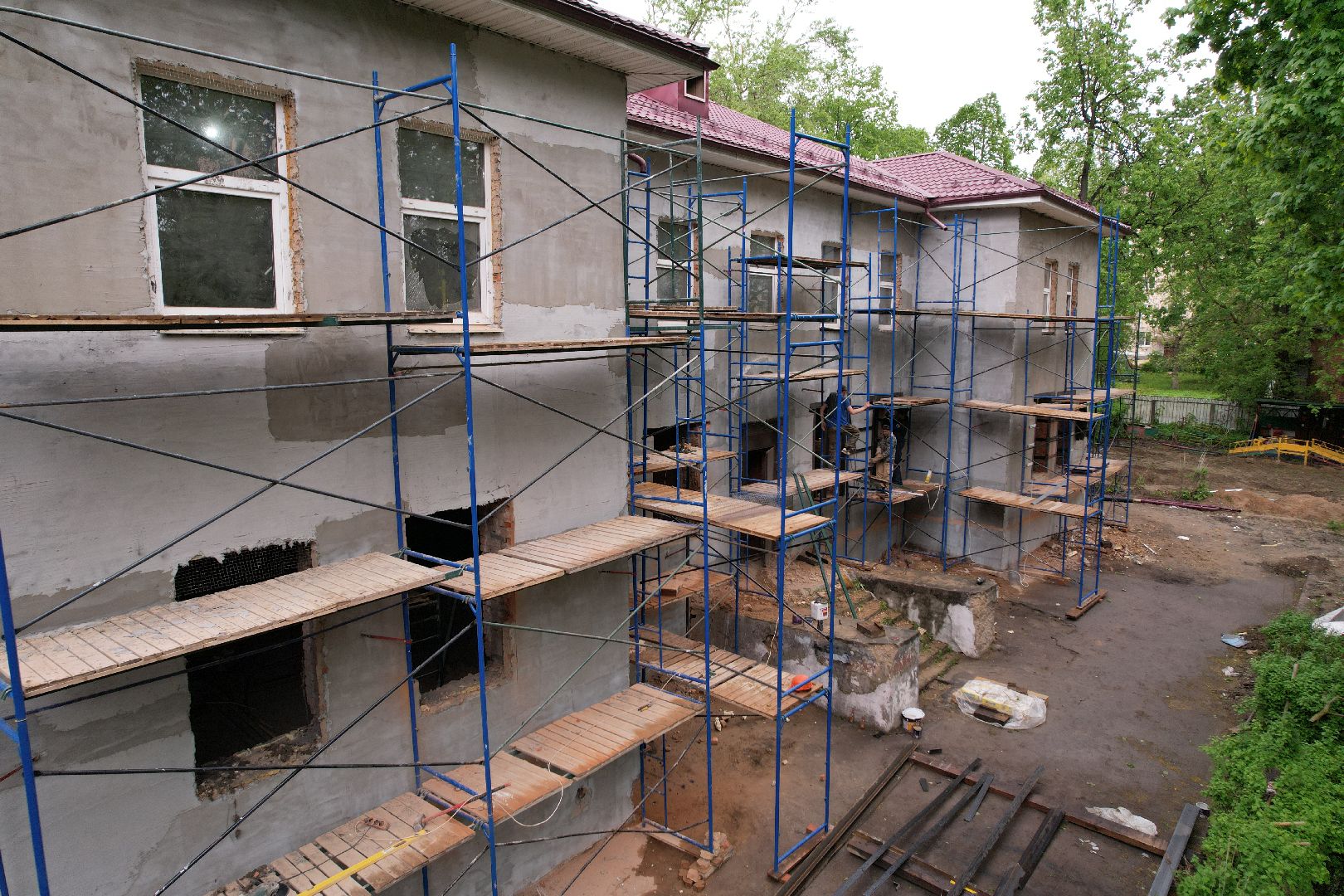 видео с коптера, ремонт детского сада клин,