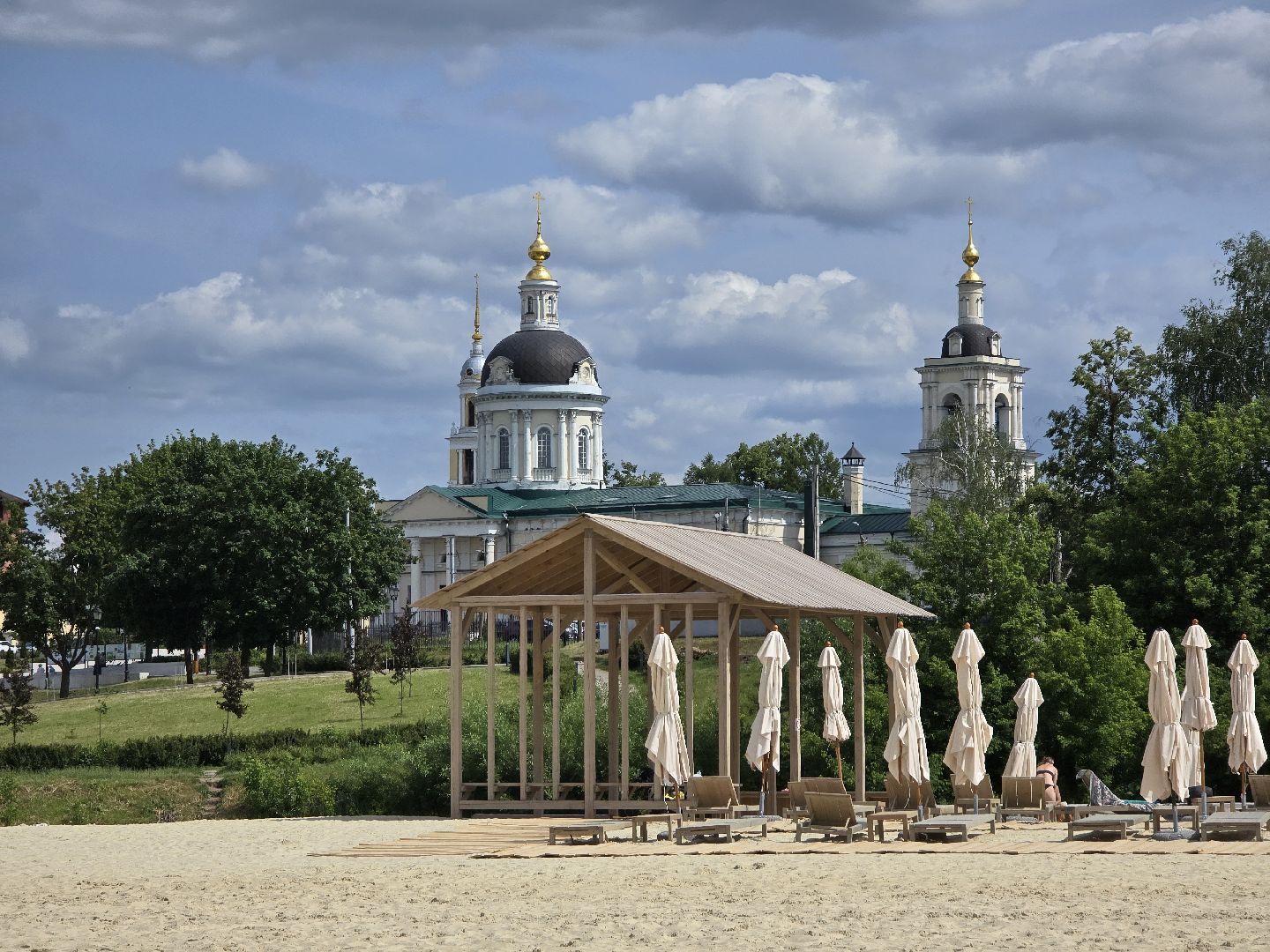 Коломна, дорожный ремонт, новый асфальт, пляж,