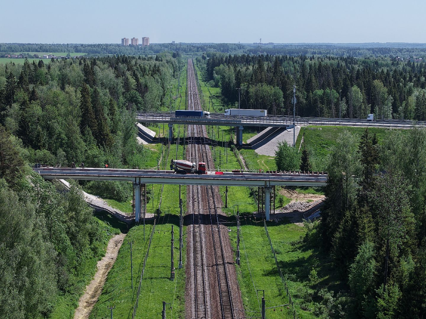 видео с коптера,  ремонт путепровода, обуховское шоссе,