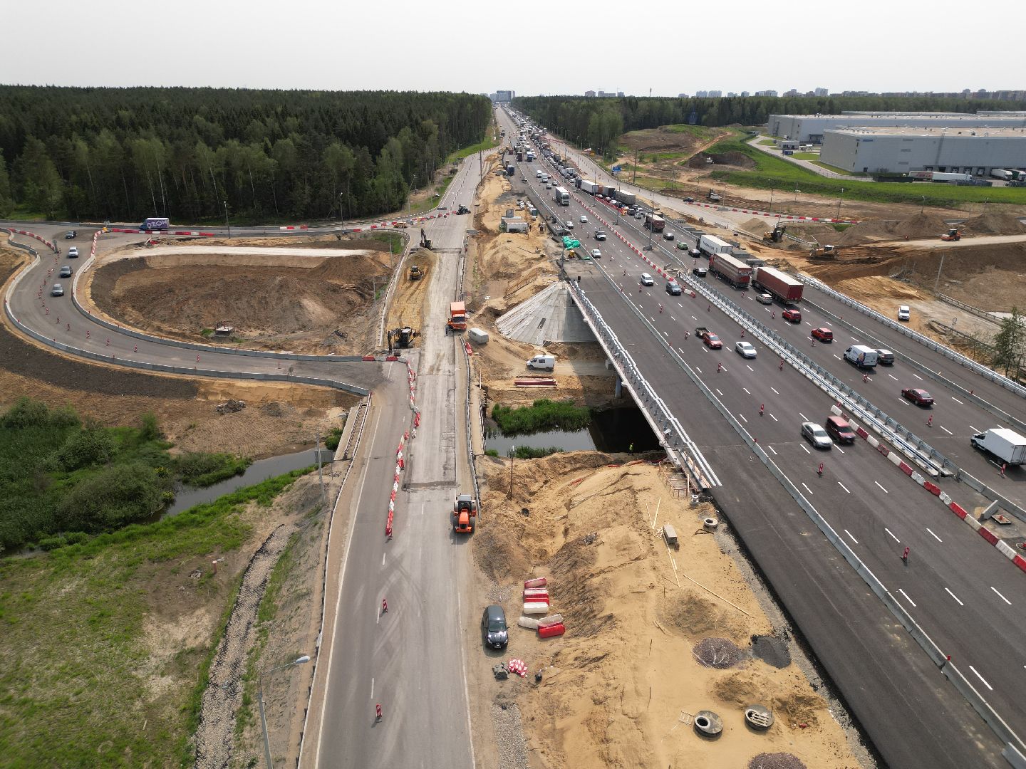 видео с коптера, мост через реку Скалба , м-8 холмогоры, дороги подмосковья,
