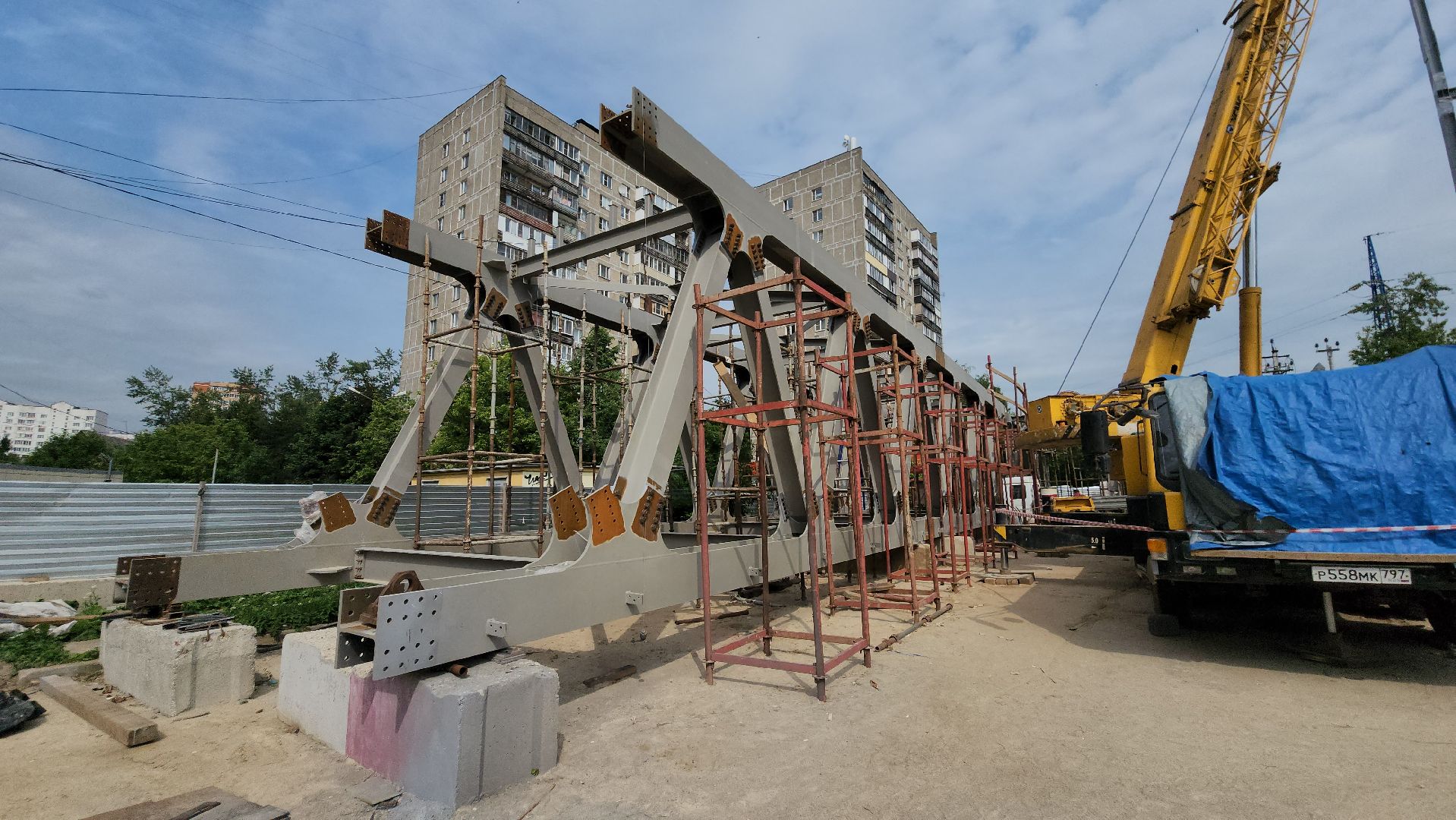 надземный переход, Лобня, Строительство ,