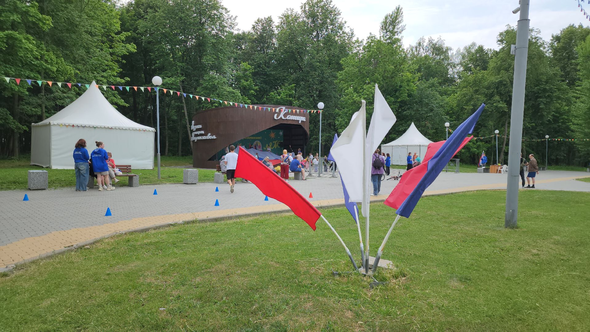 кашира, день россии, праздник, парк, волонтеры, молодая гвардия, триколор, флаг,